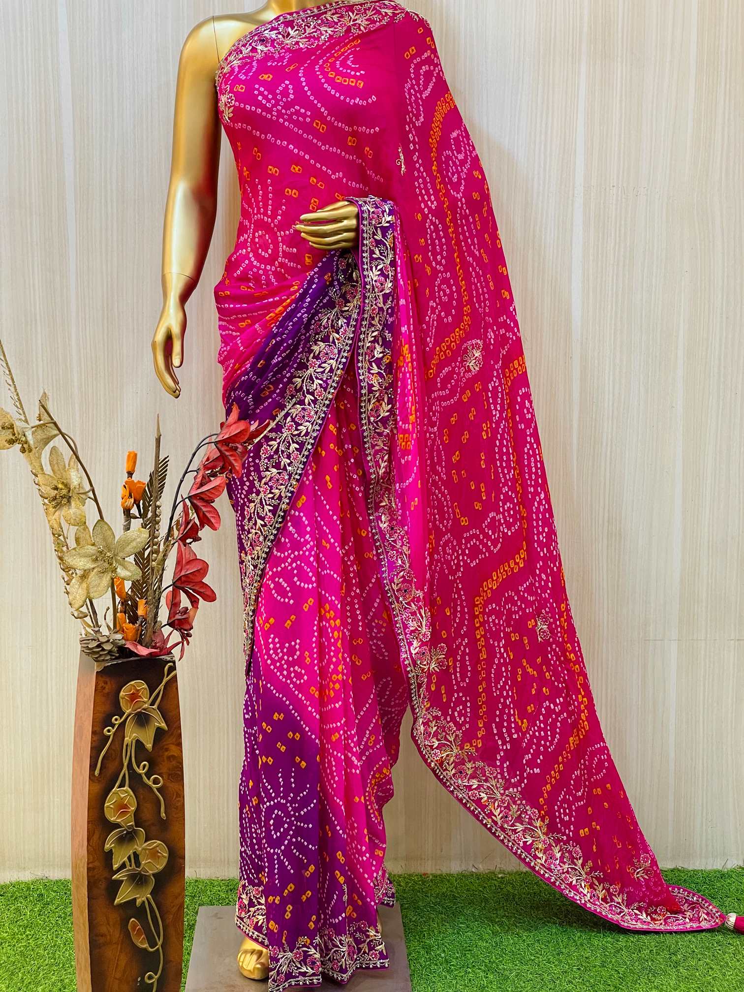 Nimisha Bandhani Saree