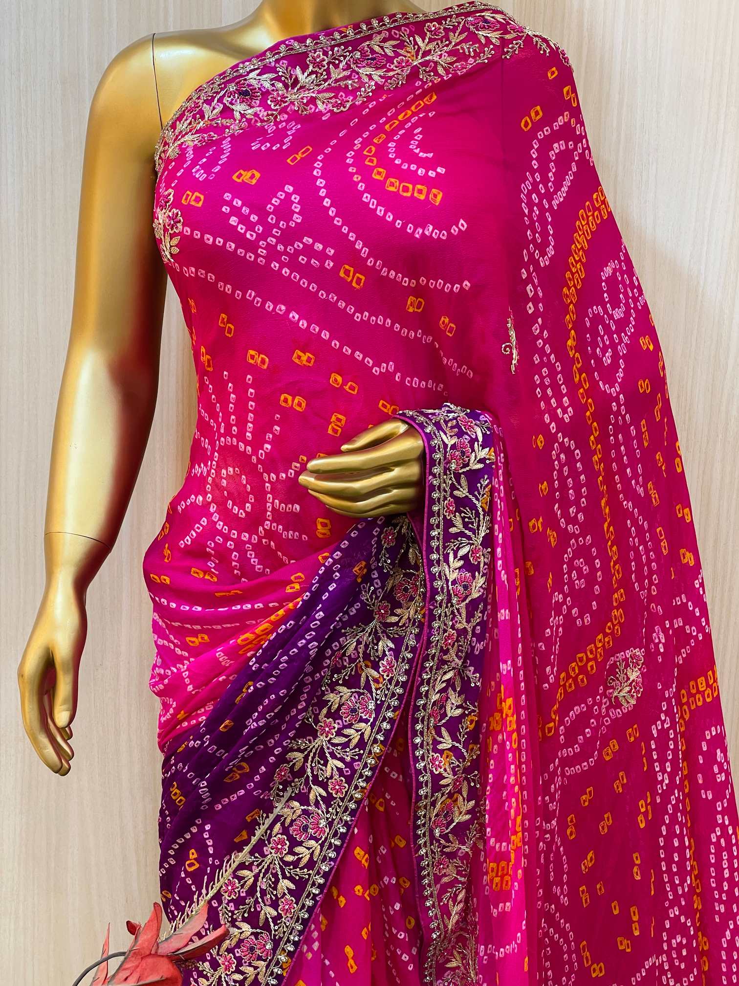 Nimisha Bandhani Saree