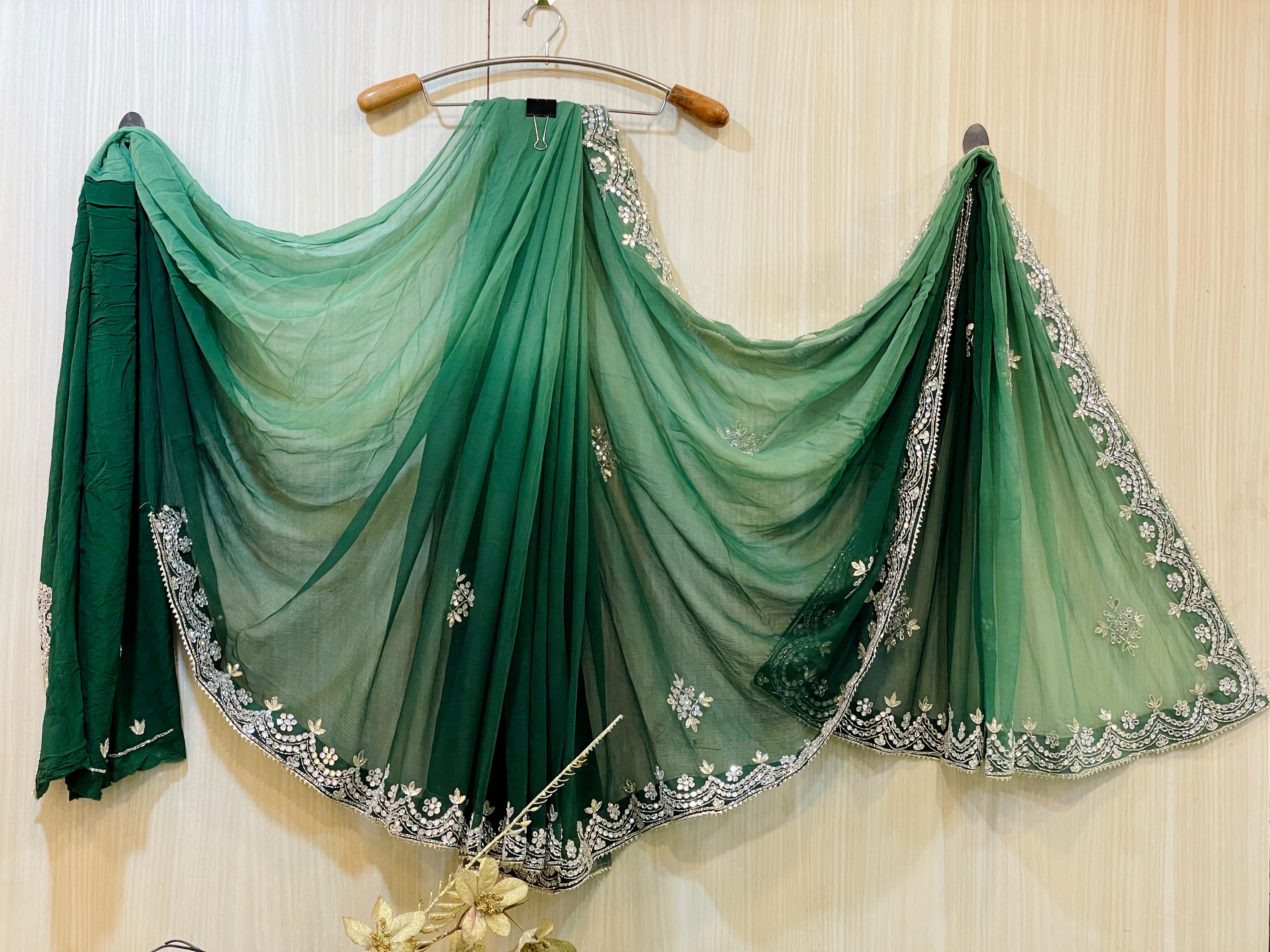 Katrina Green Chiffon Saree