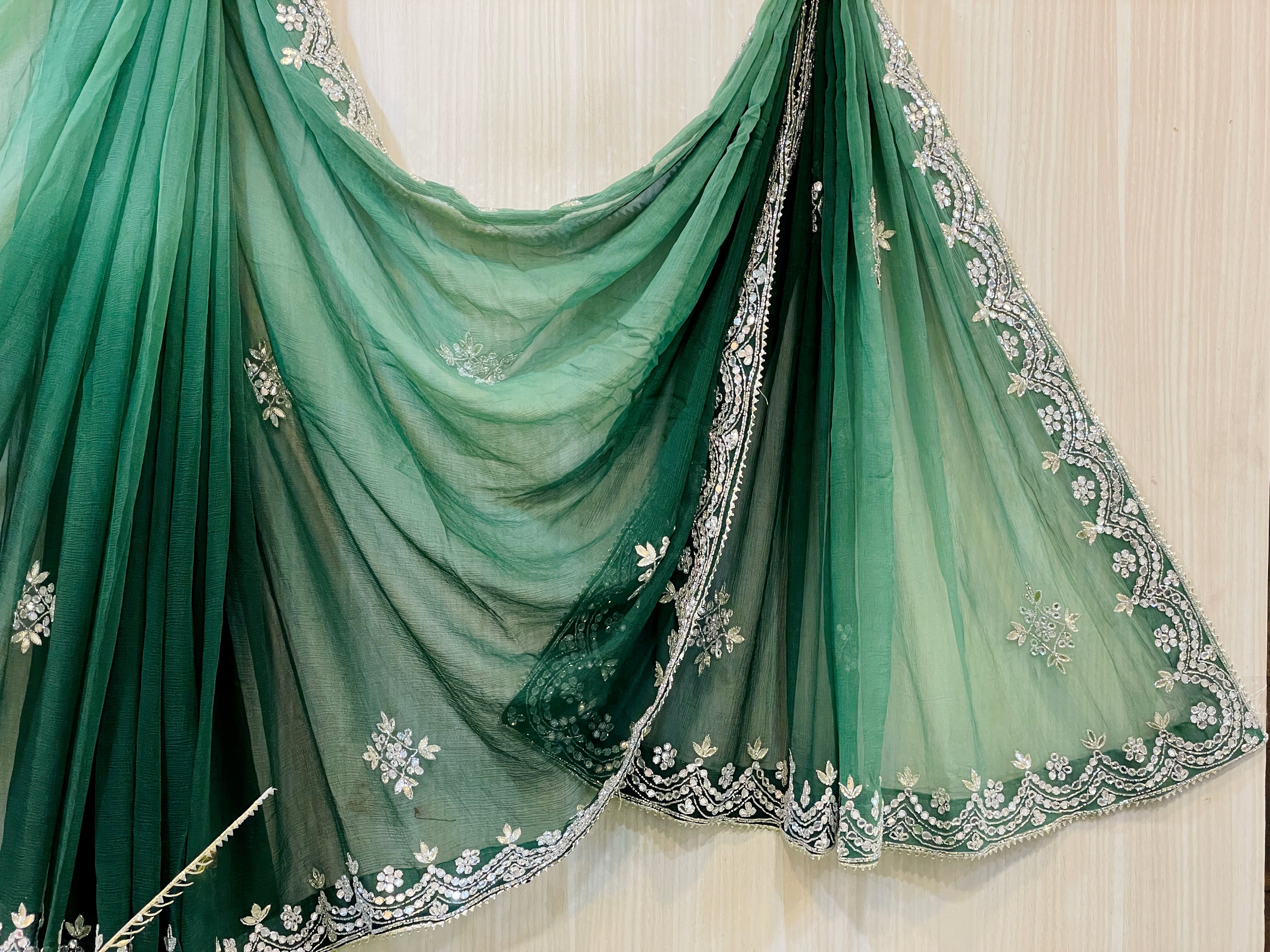 Katrina Green Chiffon Saree