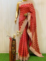 Dixi Khadi Georgette Bandhani Saree