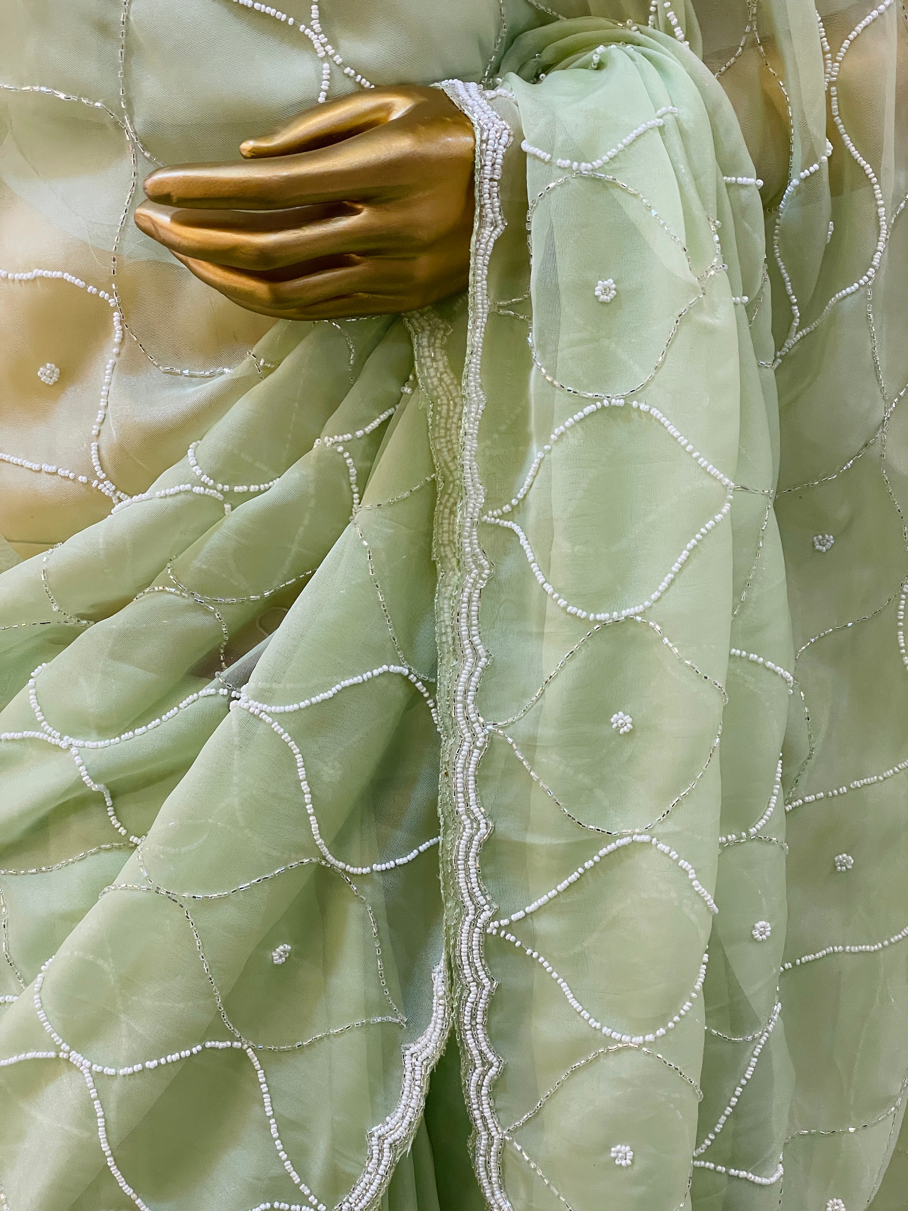 Pista Green Organza Saree