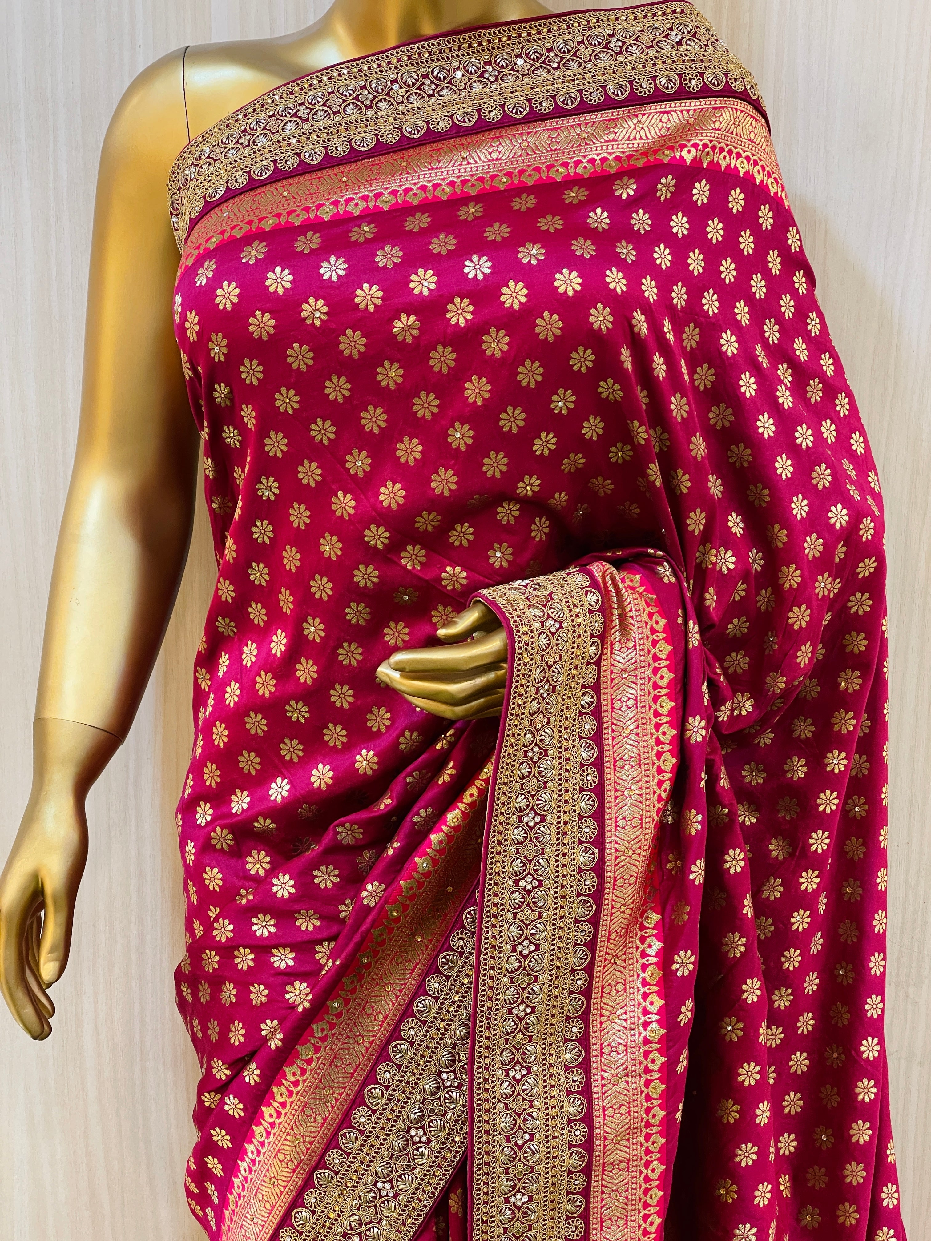 Parakram Wine Banarasi Saree