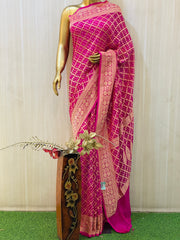 Rakshita Khadi Wine Georgette Bandhani Saree