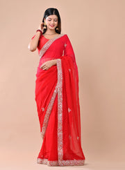 Seeta Red and Rani Chiffon Saree