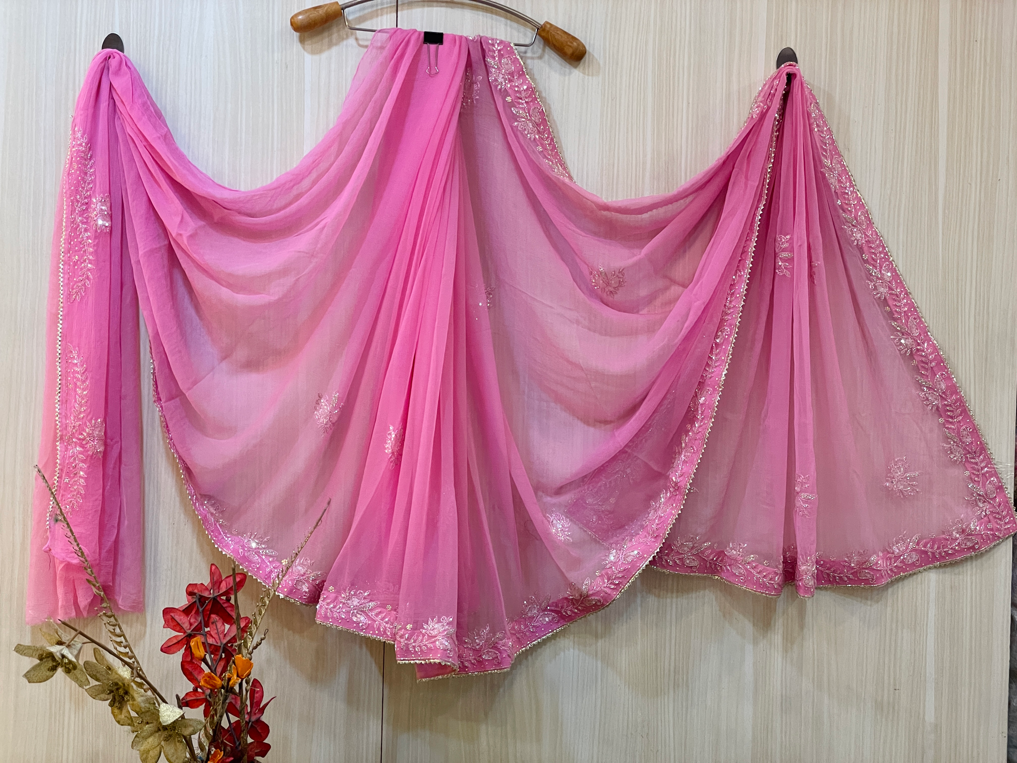 Soft Pink Chiffon Saree