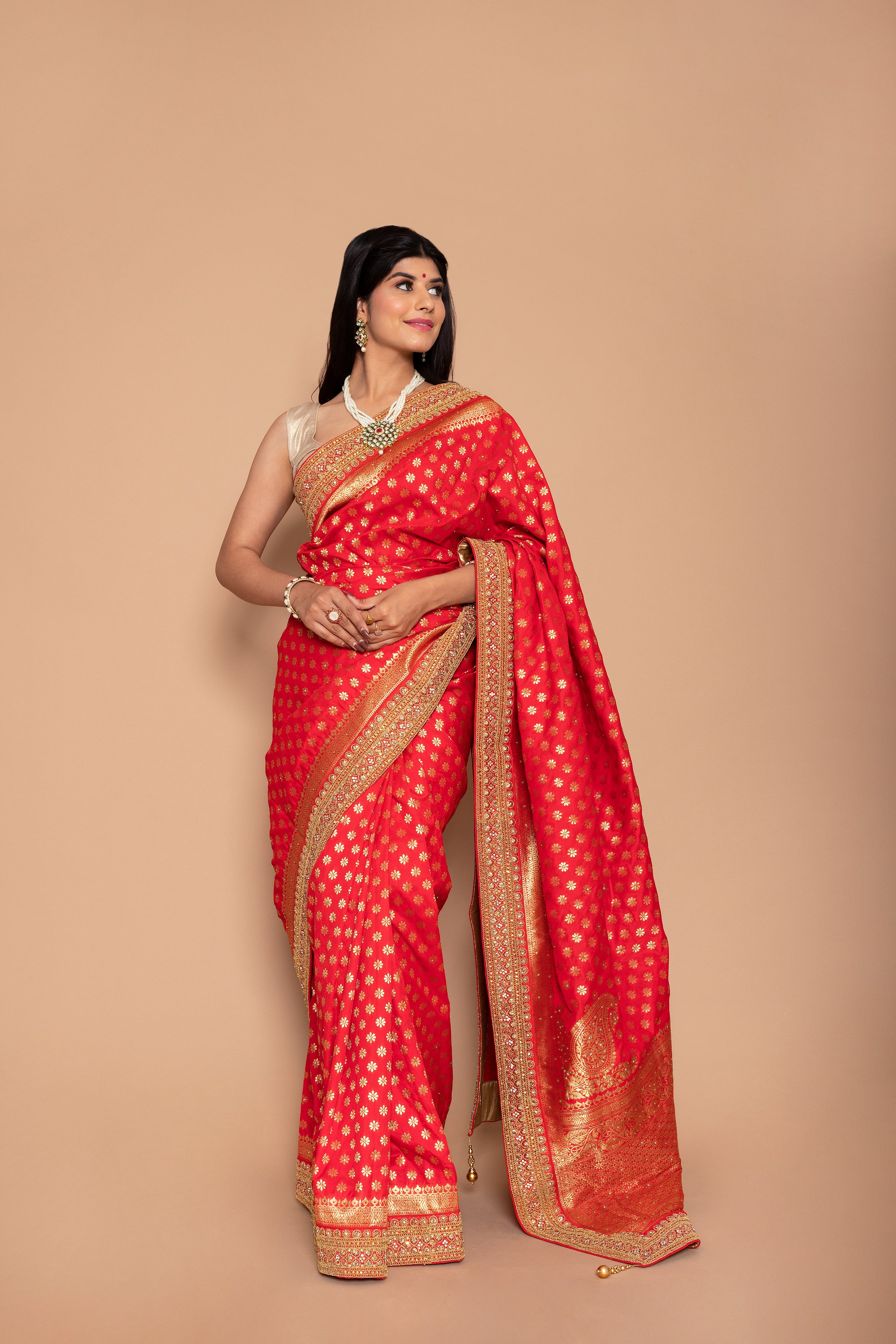 Parakram Red Banarasi Saree