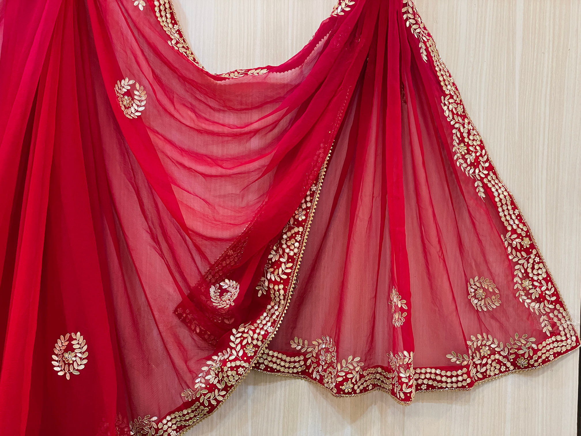 Manisha Red Chiffon Saree