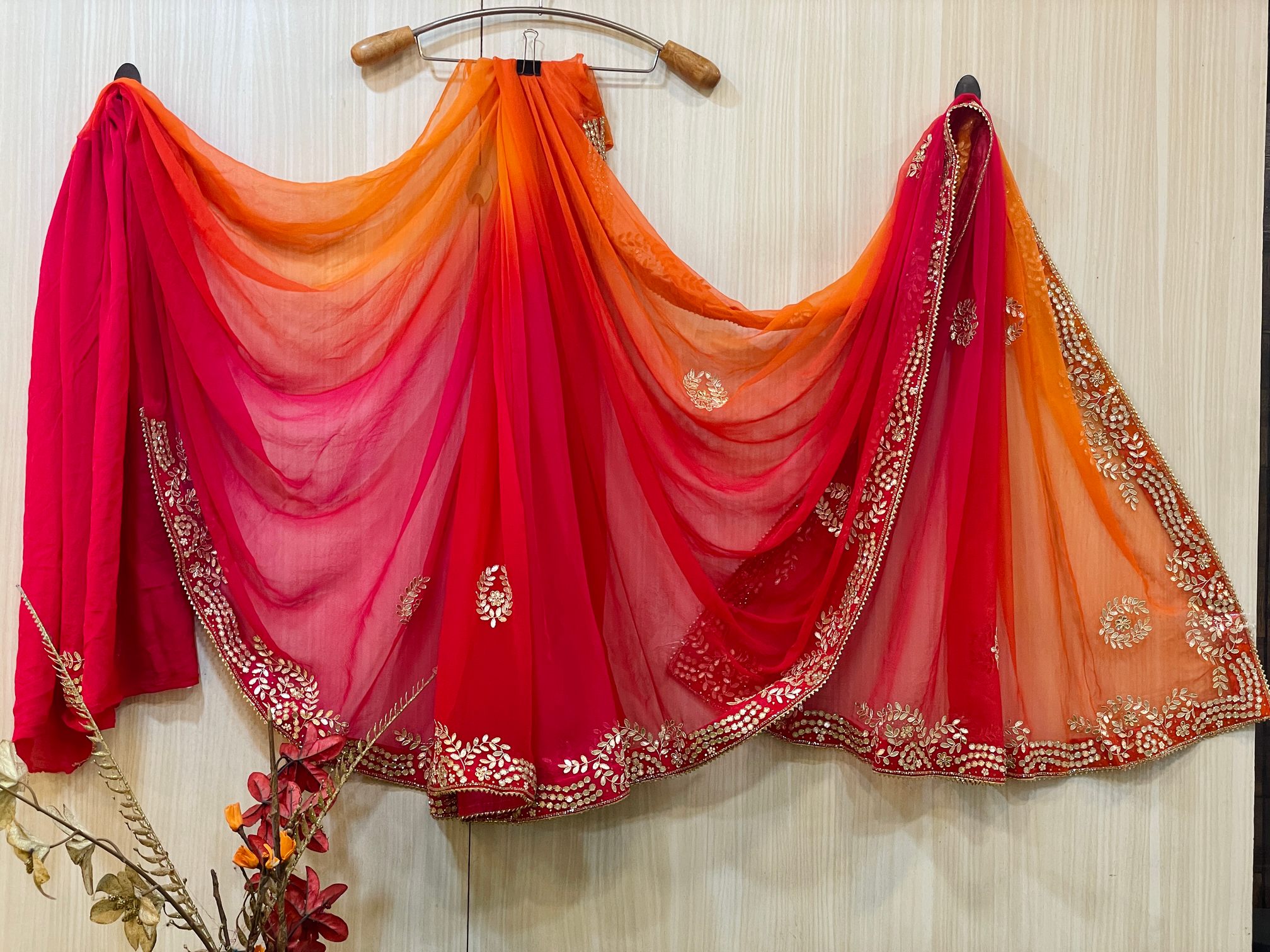 Resha Orange Chiffon Saree