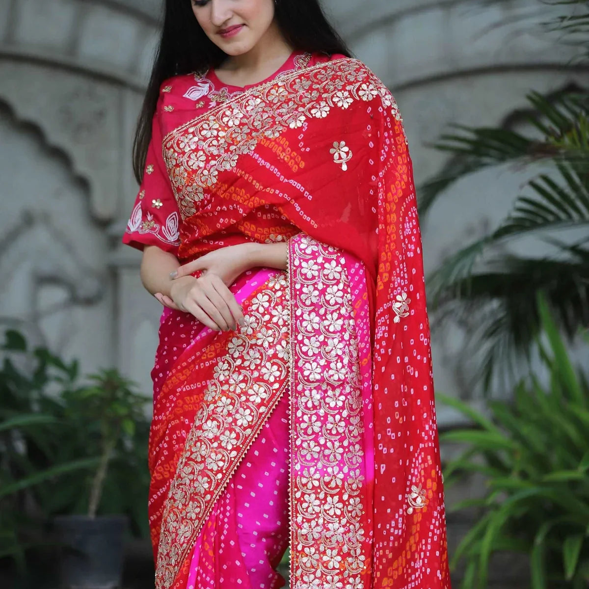 Bandhani saree discount