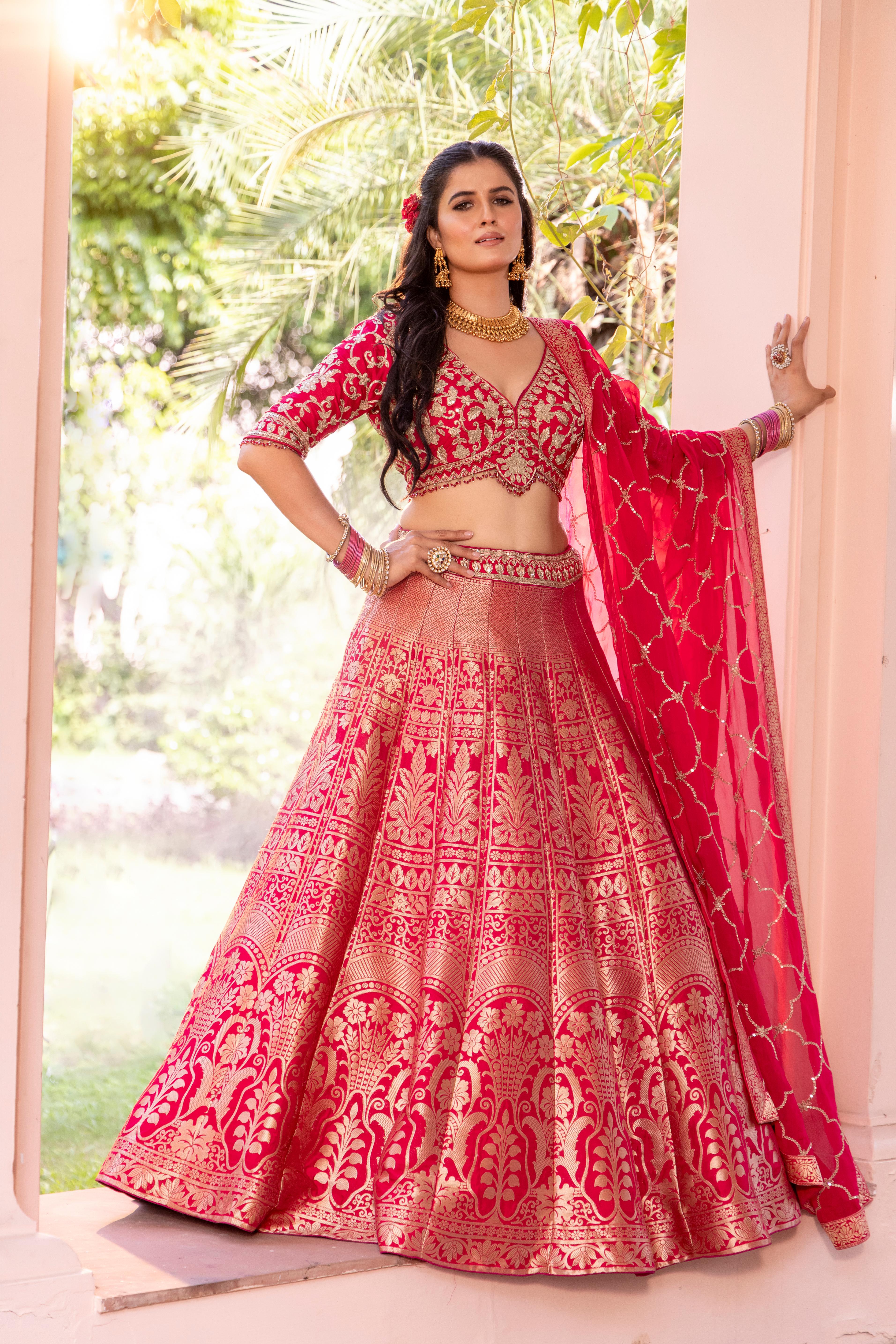 Ruhani Rani Pink Banarasi Silk Lehenga