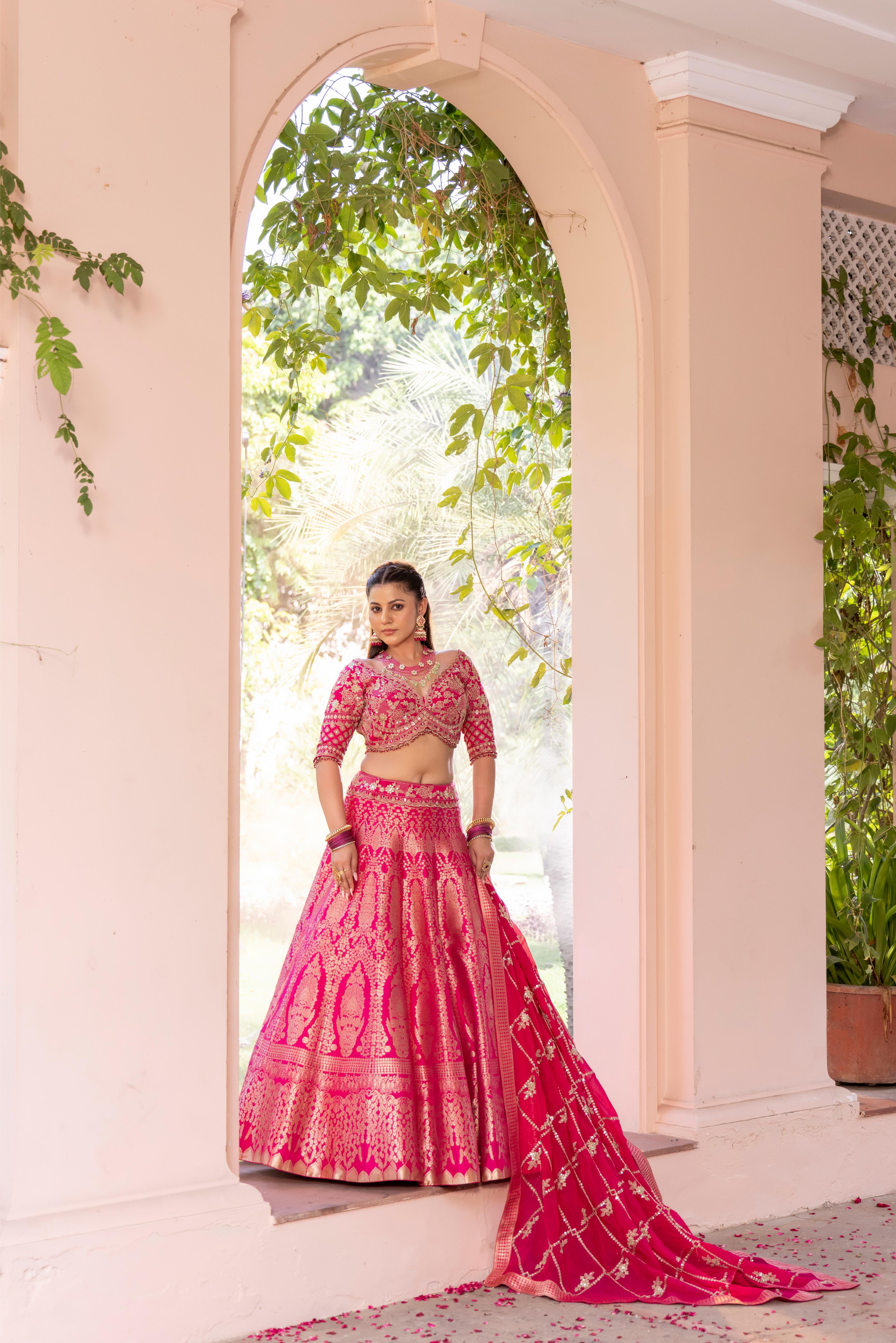 Vidya Rani Pink Banarasi Silk Lehenga