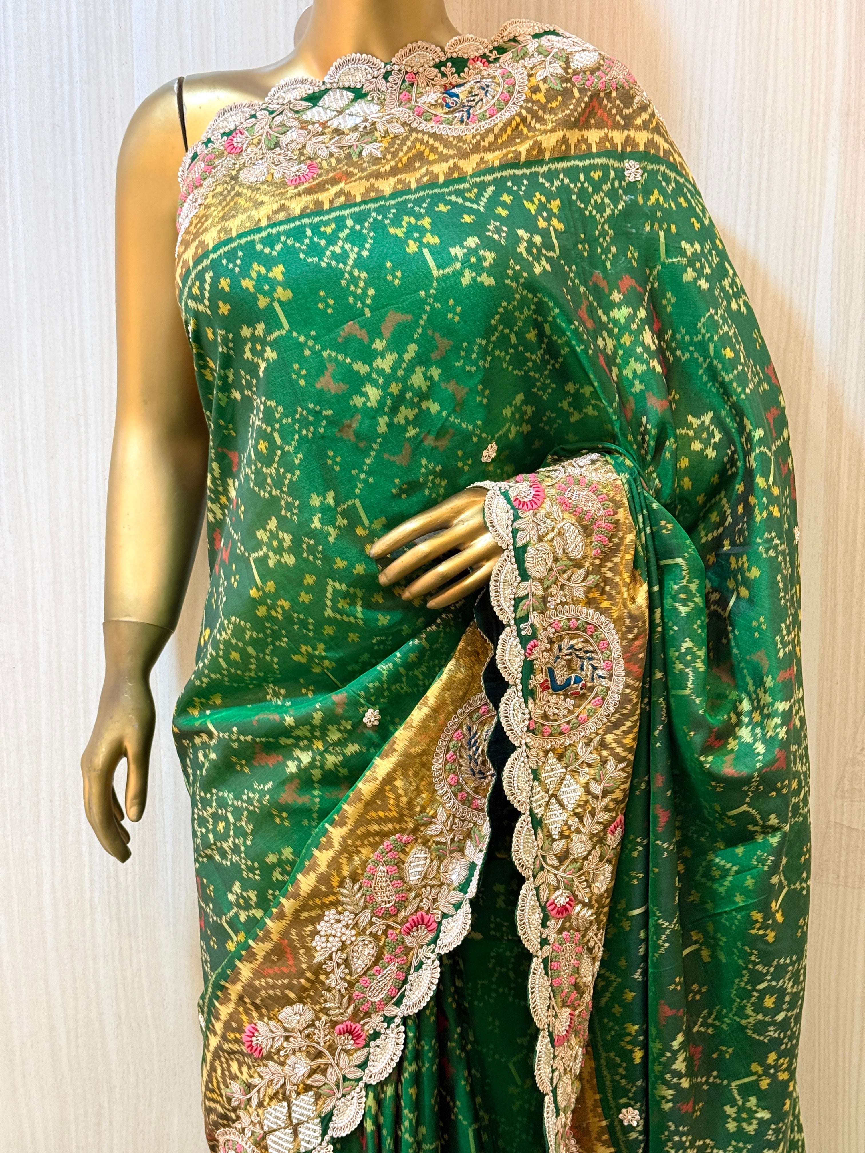 Pratishta Green Patola Silk Saree