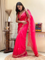 Naitri Pink Chiffon Saree