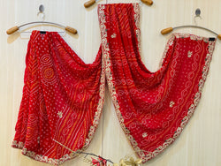 Bhavisha Red Bandhej Saree