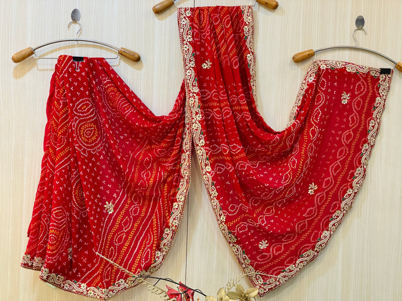 Bhavisha Red Bandhej Saree