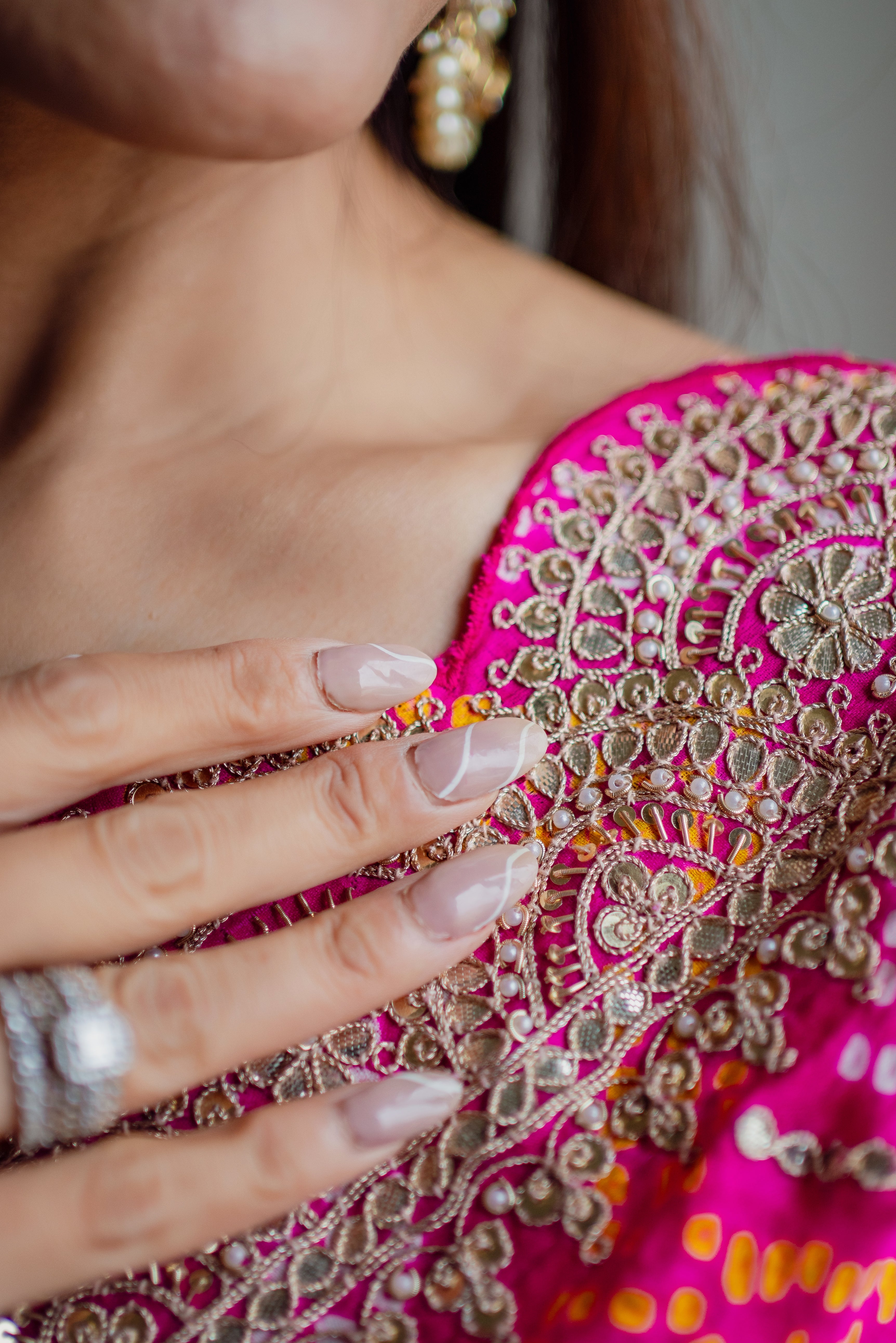 Kiran Pink Bandhani Saree