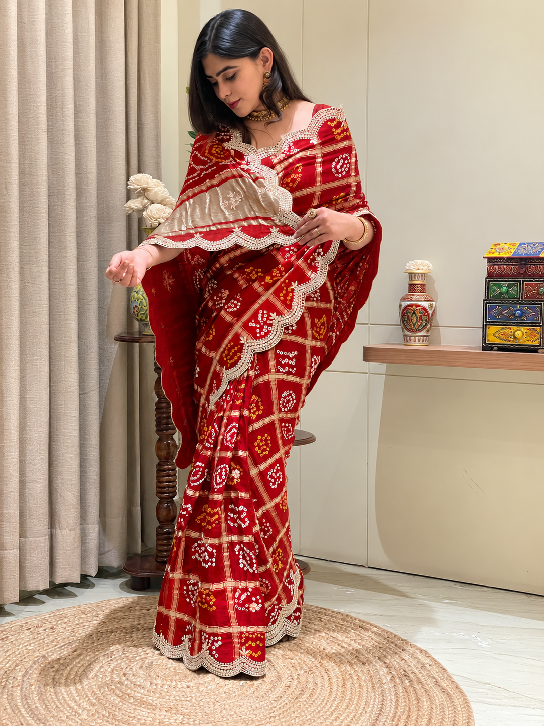 Himadri Red Gajji Silk Ghatchola Saree