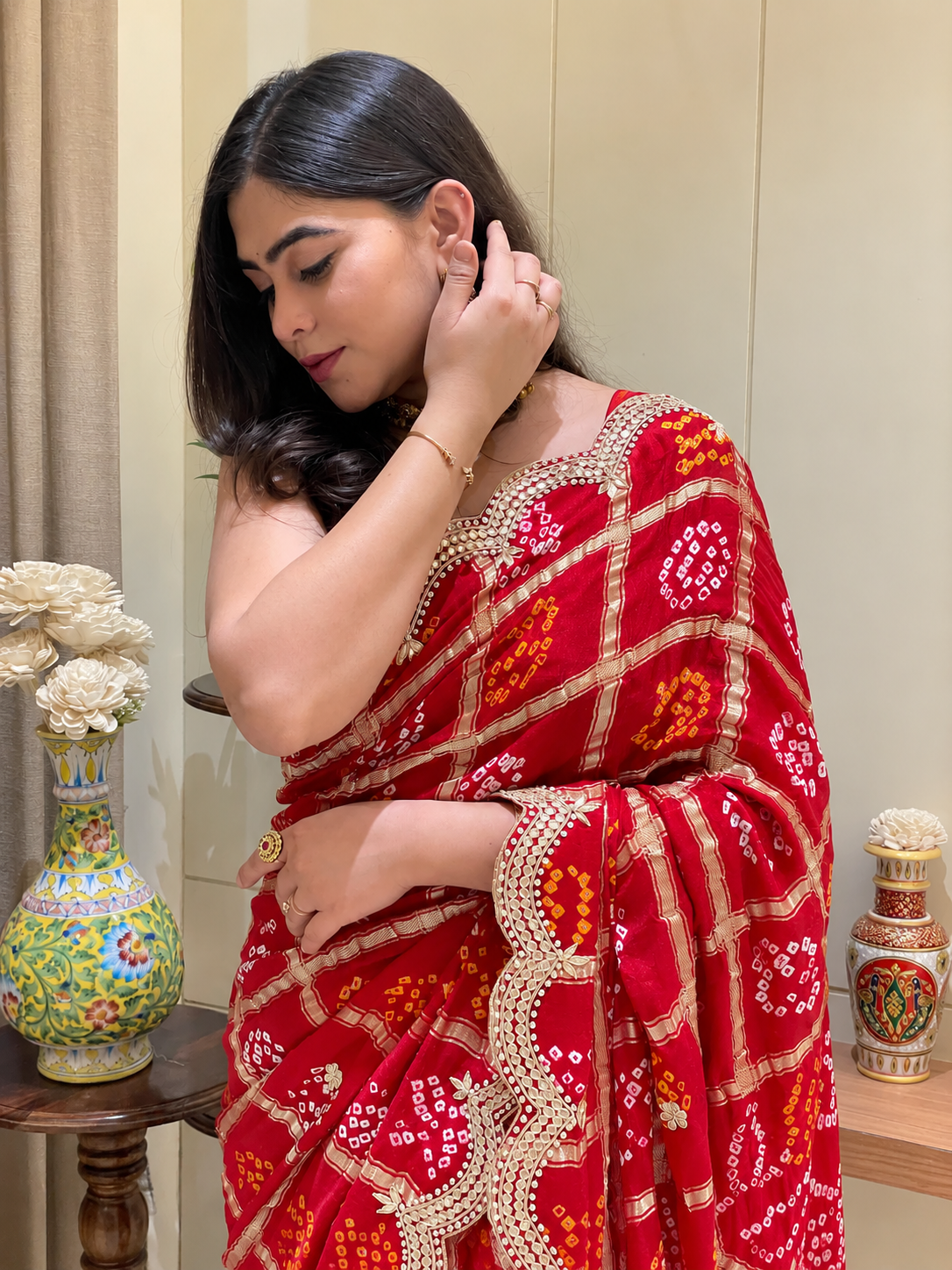 Himadri Red Gajji Silk Ghatchola Saree