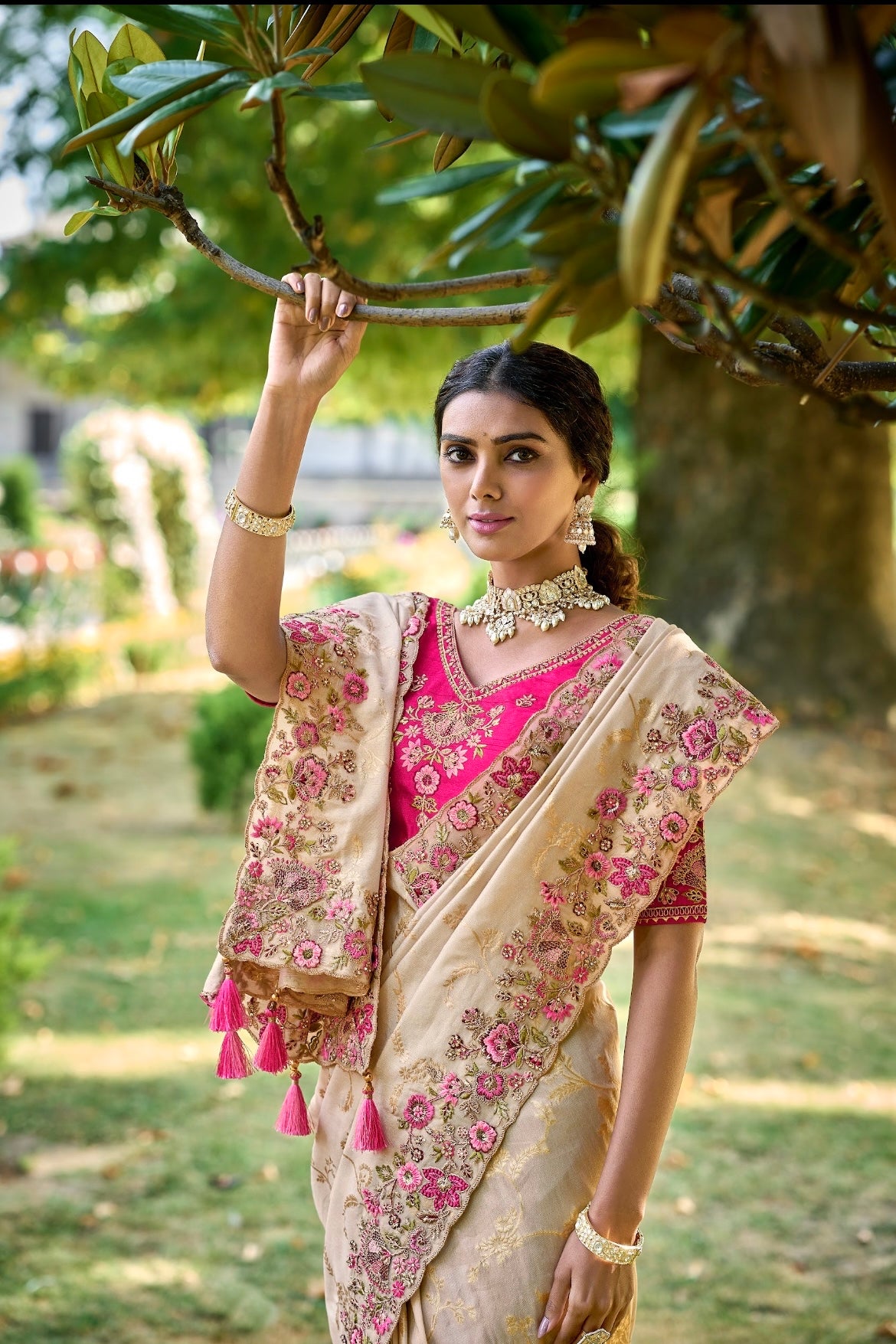 Ruby Russian Banarasi Saree