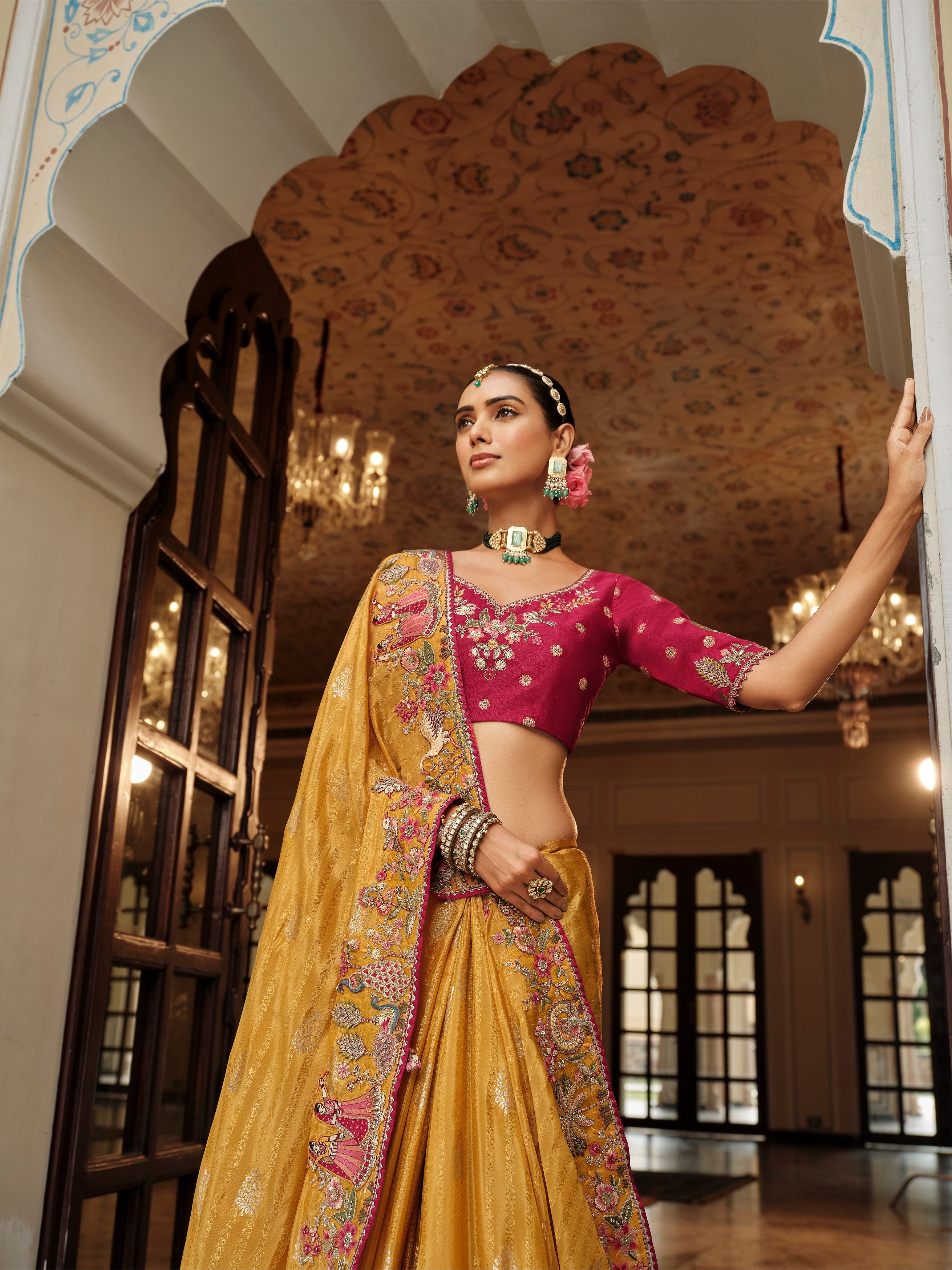 Riya Mustard Yellow Banarasi Silk Saree