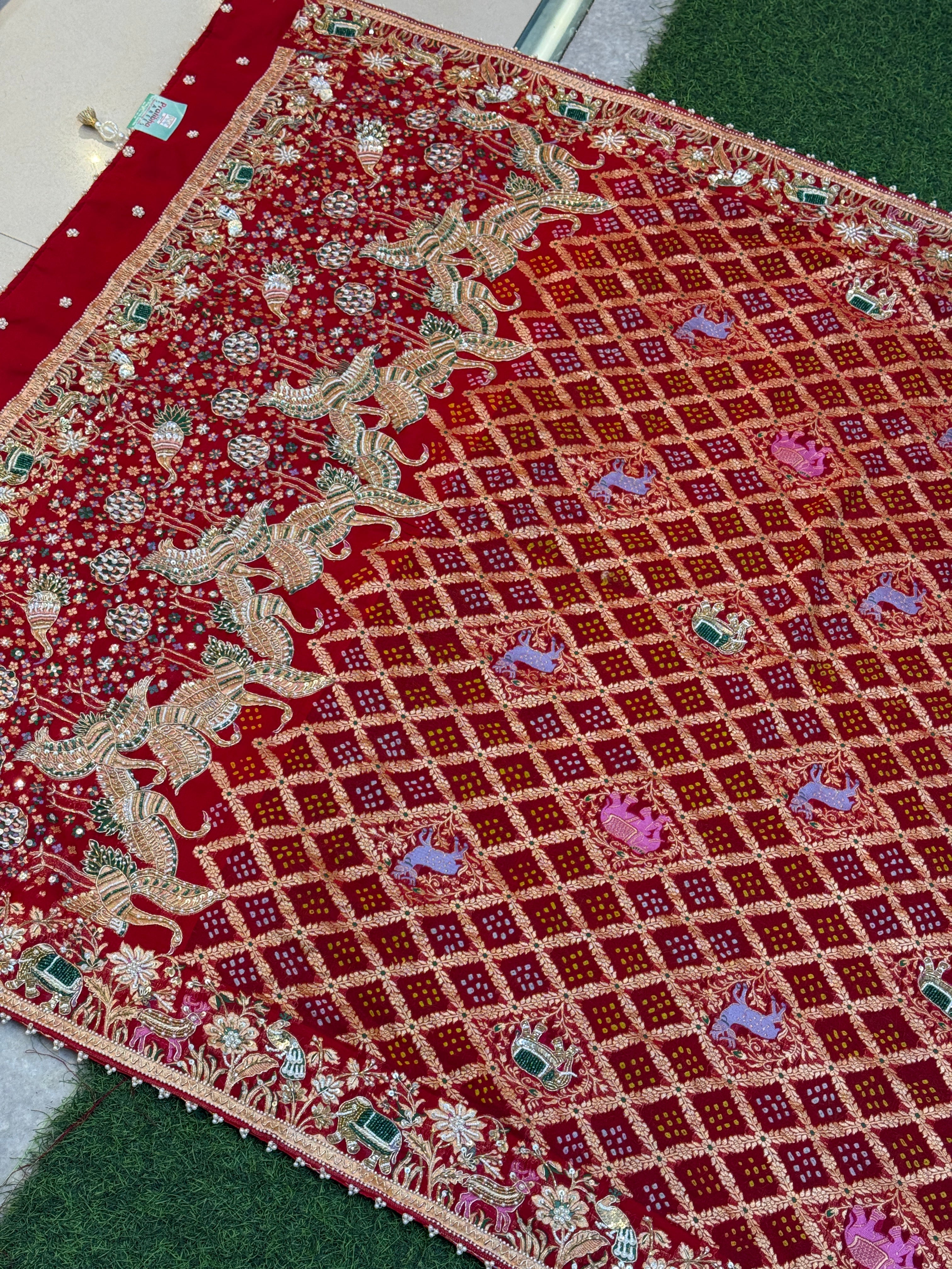 Animal Motifs Bandhani Print Dupatta