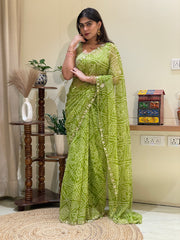 Krisha Green Georgette Bandhani Saree