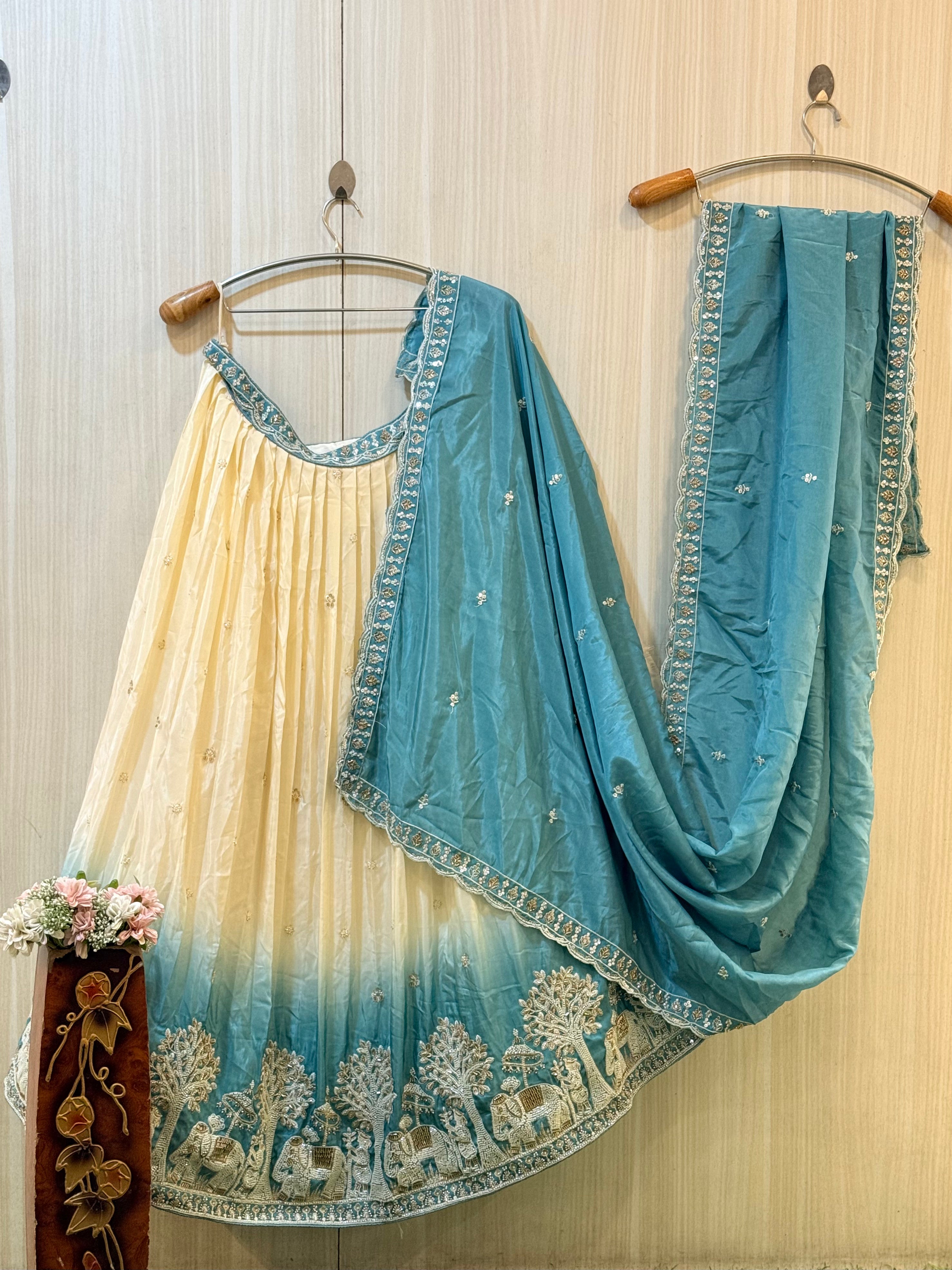 Riya Blue Ombre Tissue Silk Lehenga