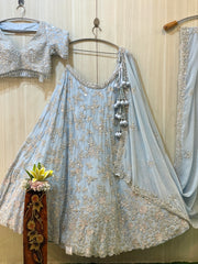 Aabira Blue Georgette Lehenga