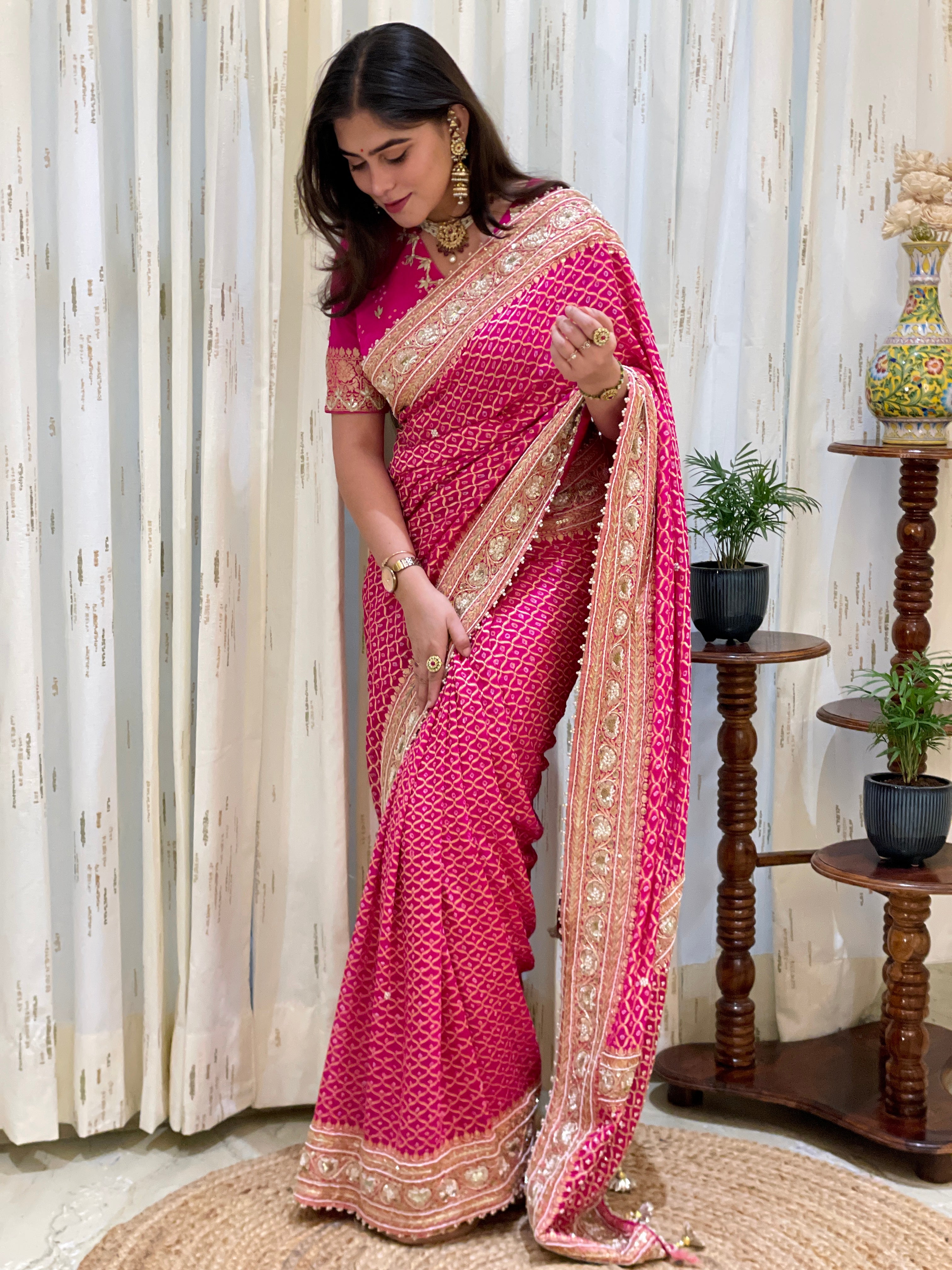 Ravisha Khadi Georgette Bandhani Saree