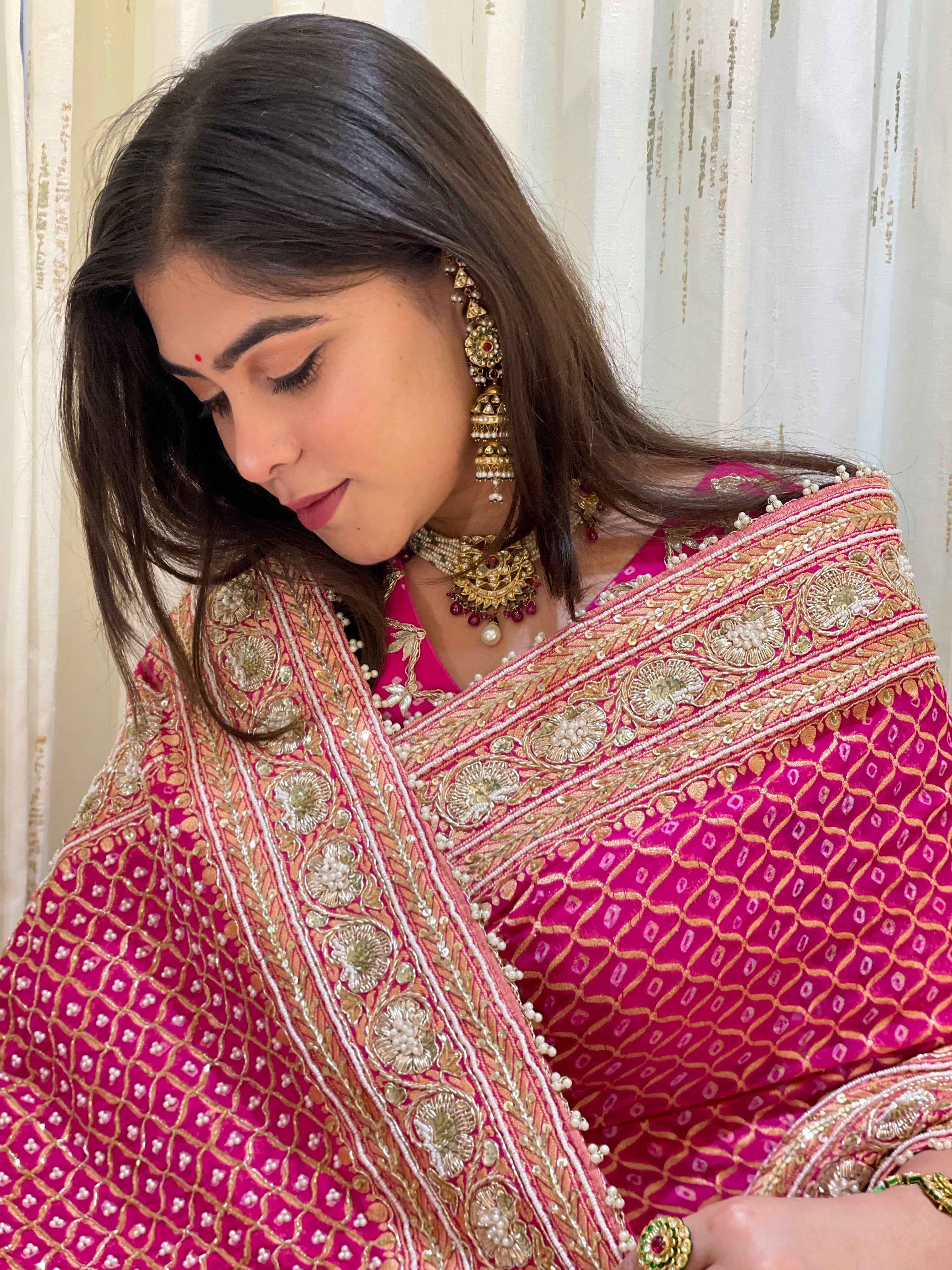 Ravisha Khadi Georgette Bandhani Saree