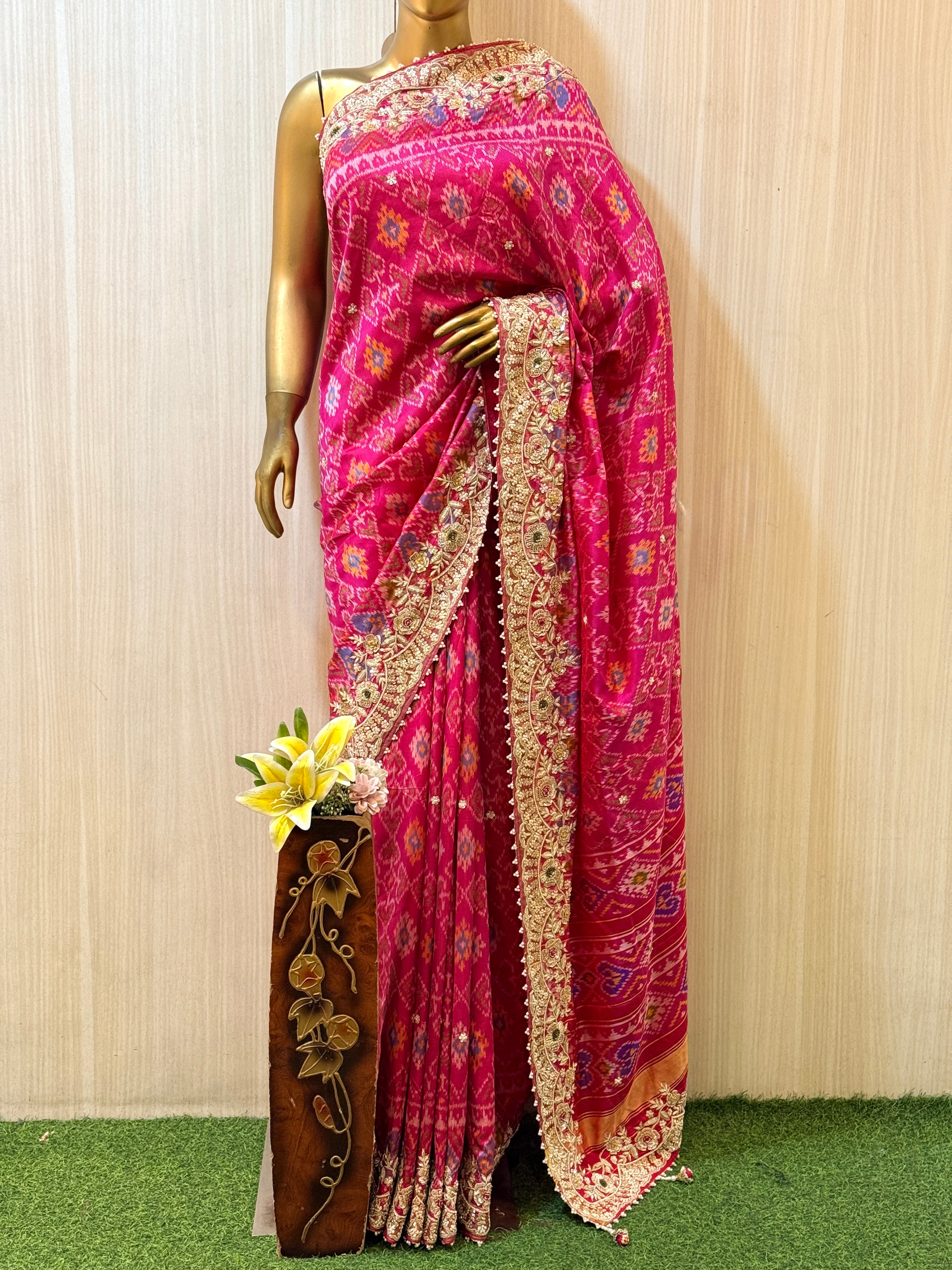 Nimisha Pink Patola Silk Saree