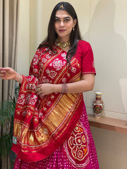 Aaradhya Red Bandhani Lehenga