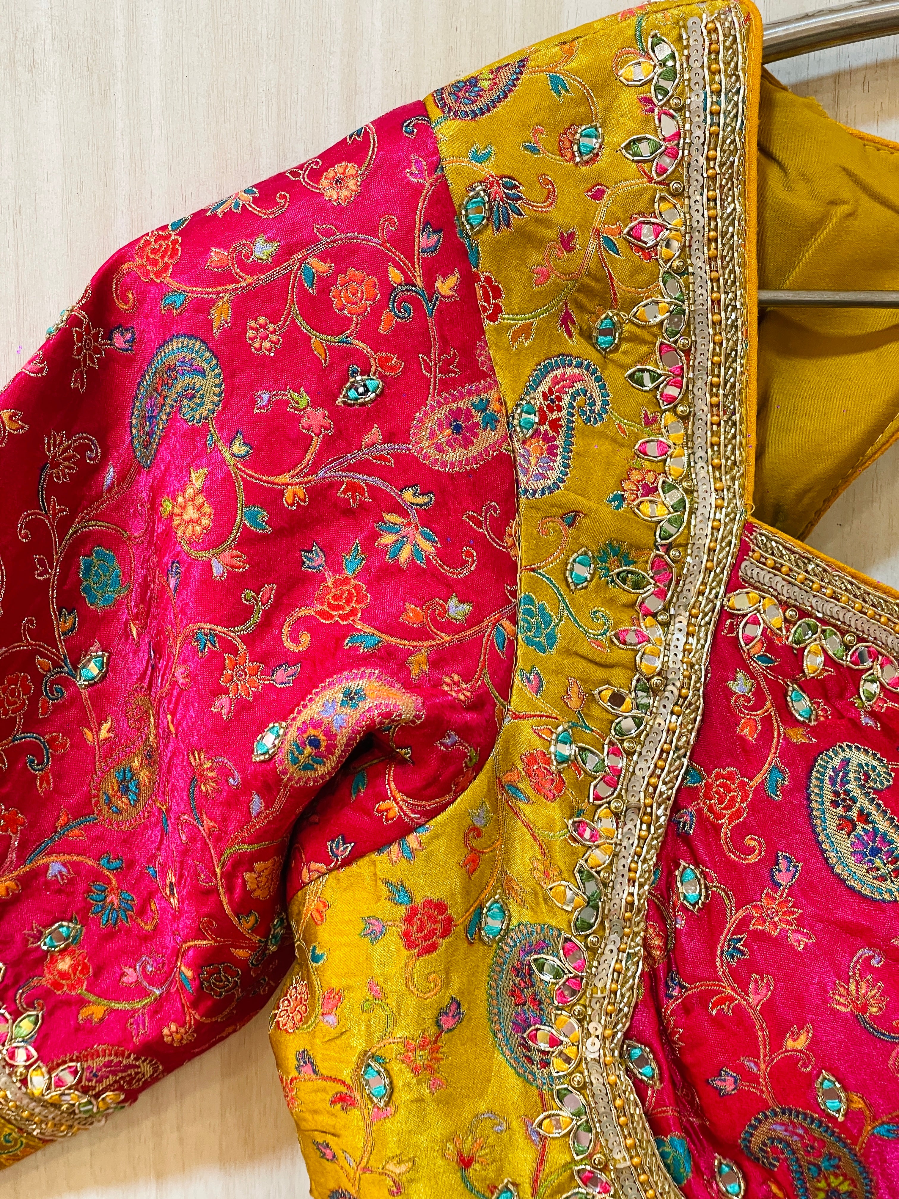Pinku Embroidered Yellow & Pink Lehenga