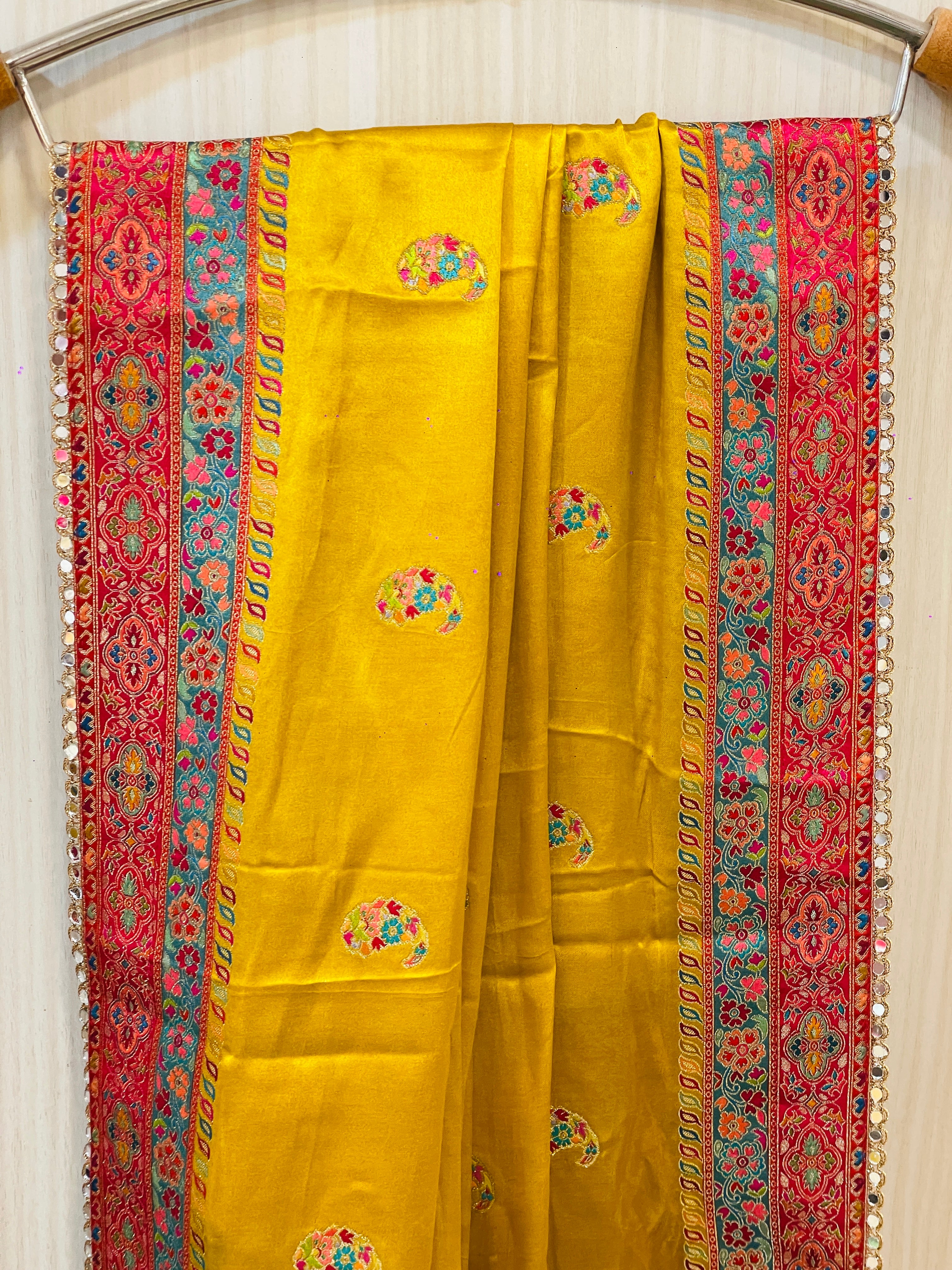 Pinku Embroidered Yellow & Pink Lehenga