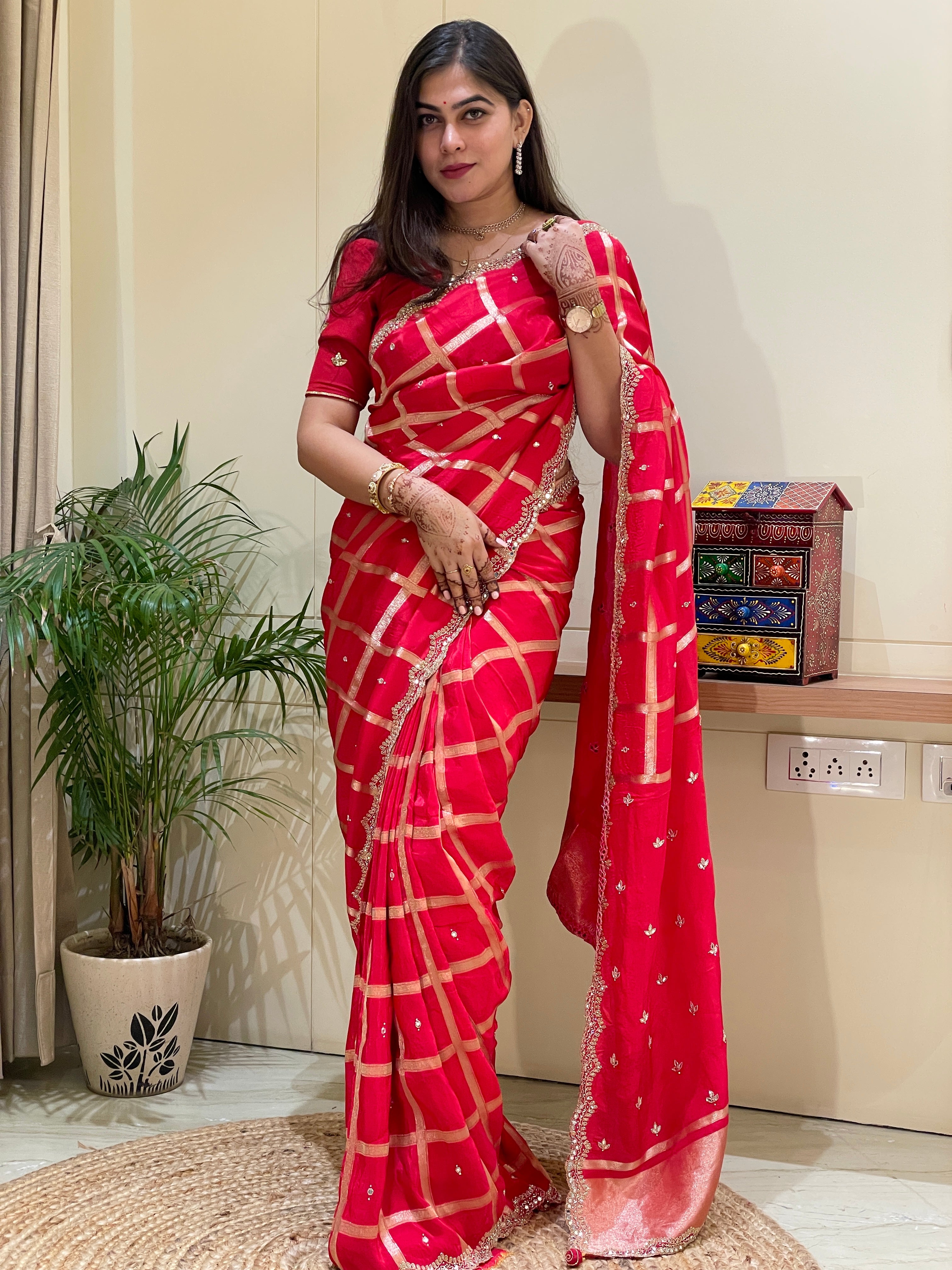 Pooja Red Silk Saree