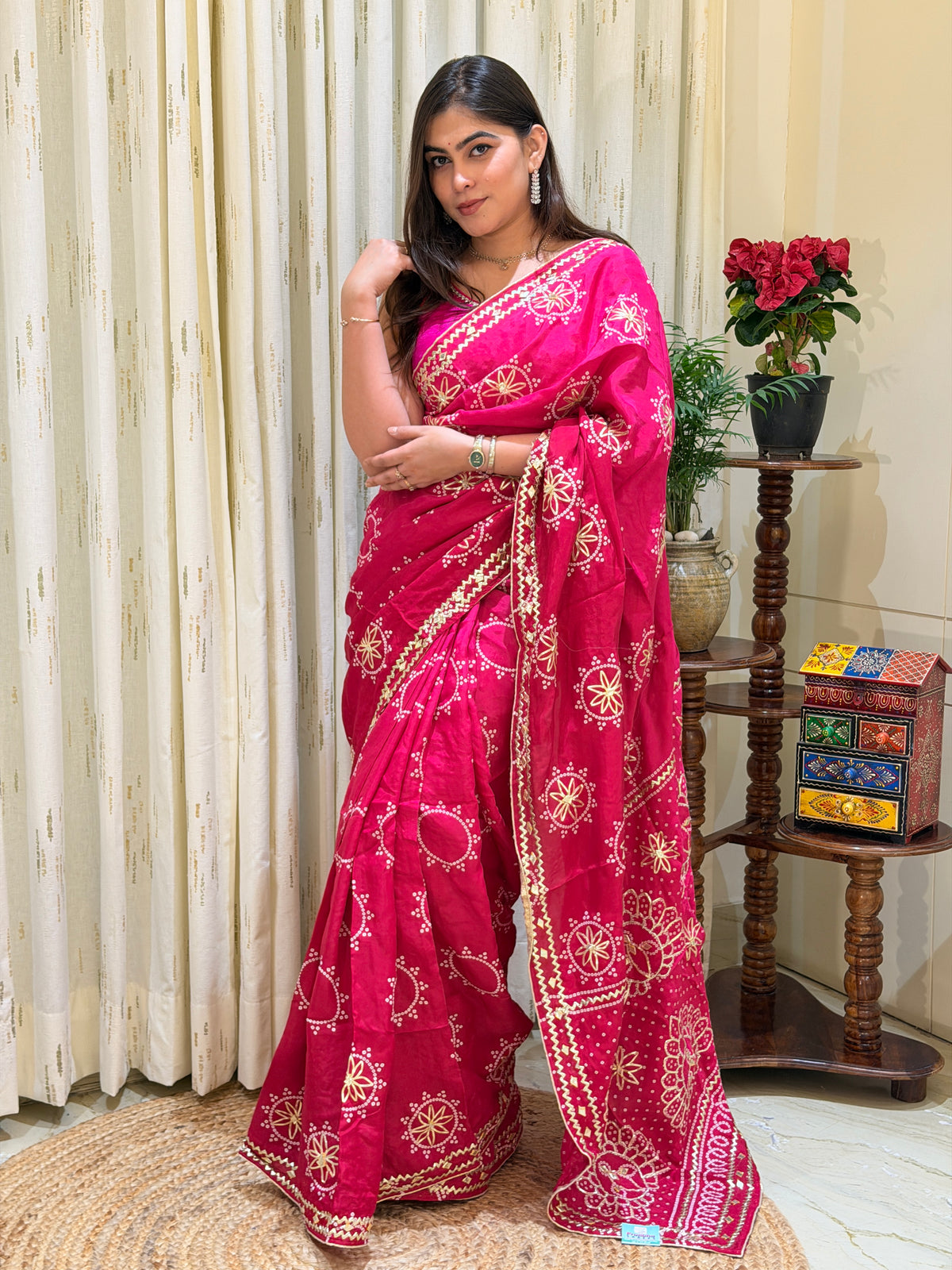 Gulnaaz Pink Dola Silk Saree