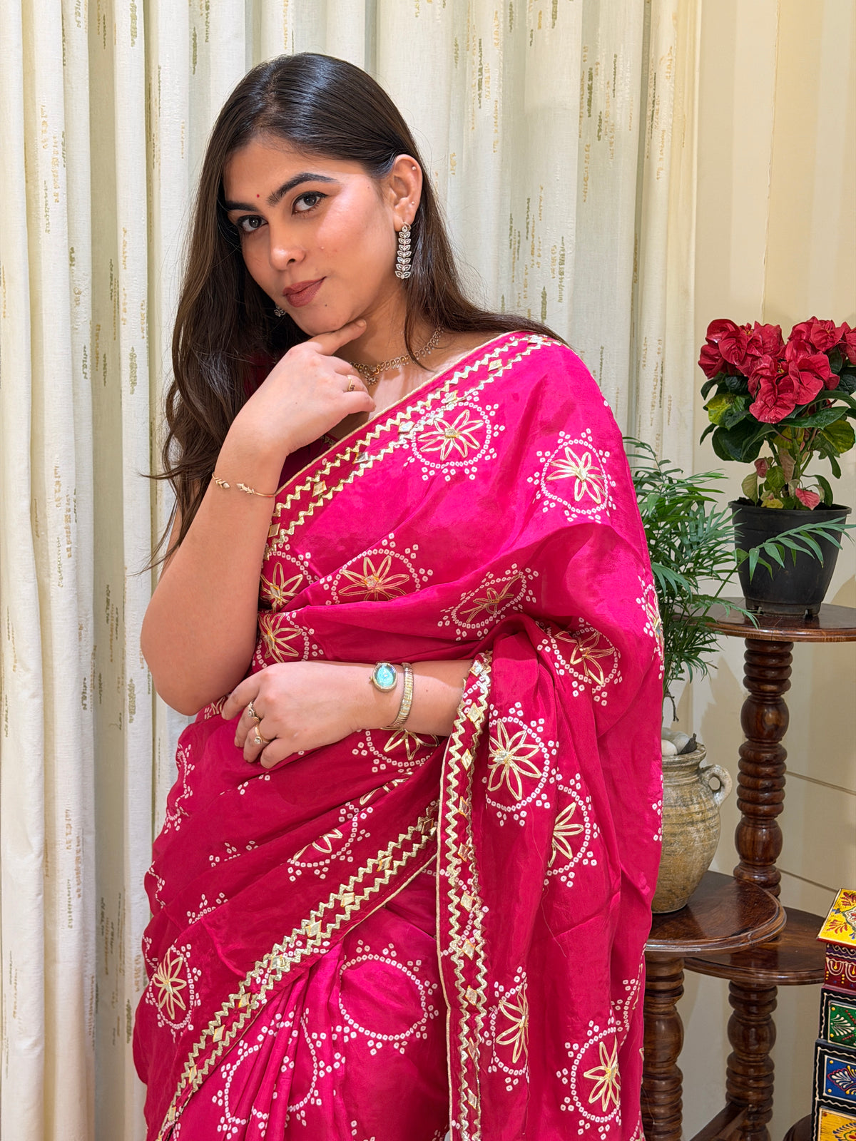 Gulnaaz Pink Dola Silk Saree