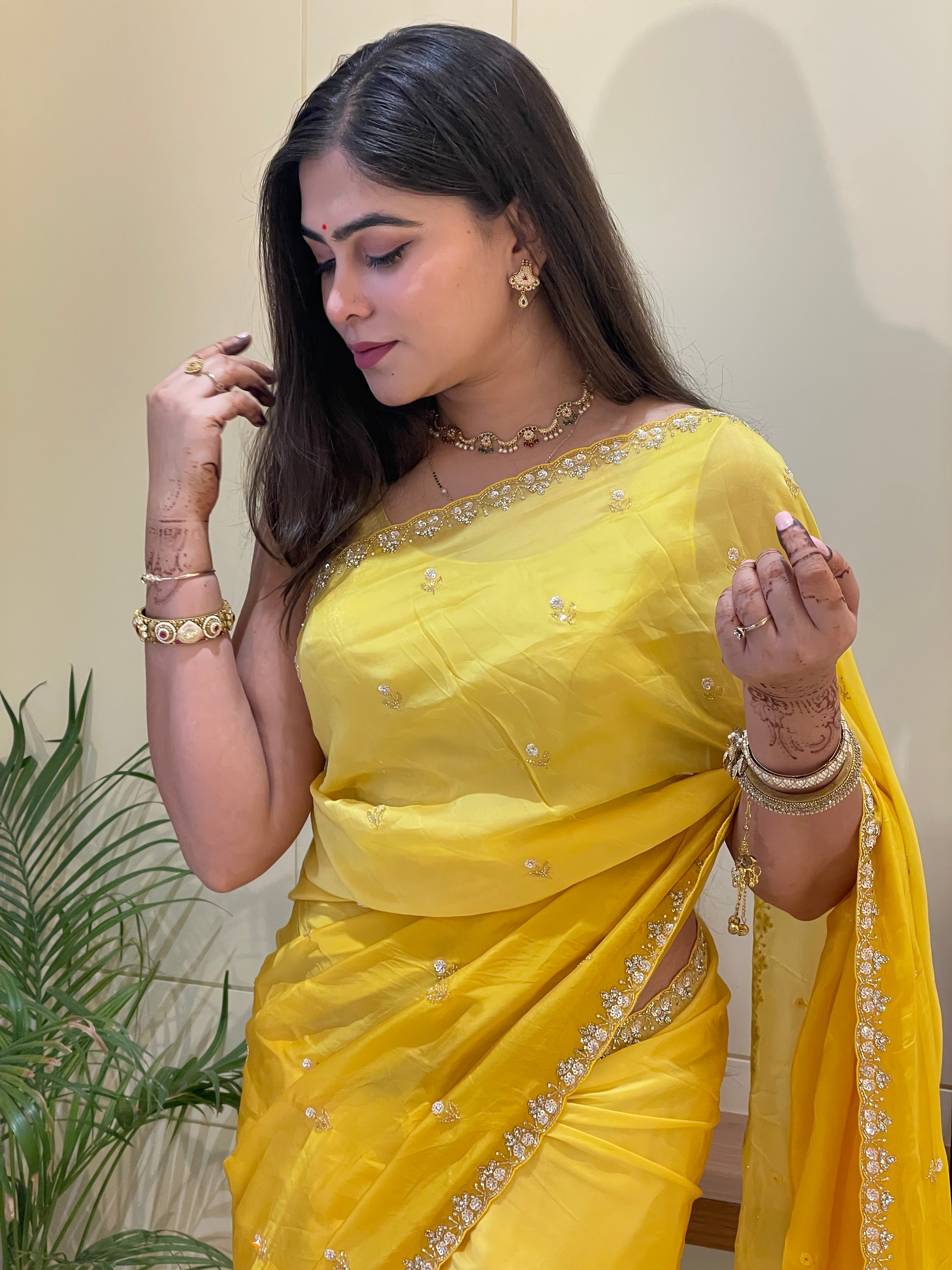 Kalpana Yellow Silk Saree