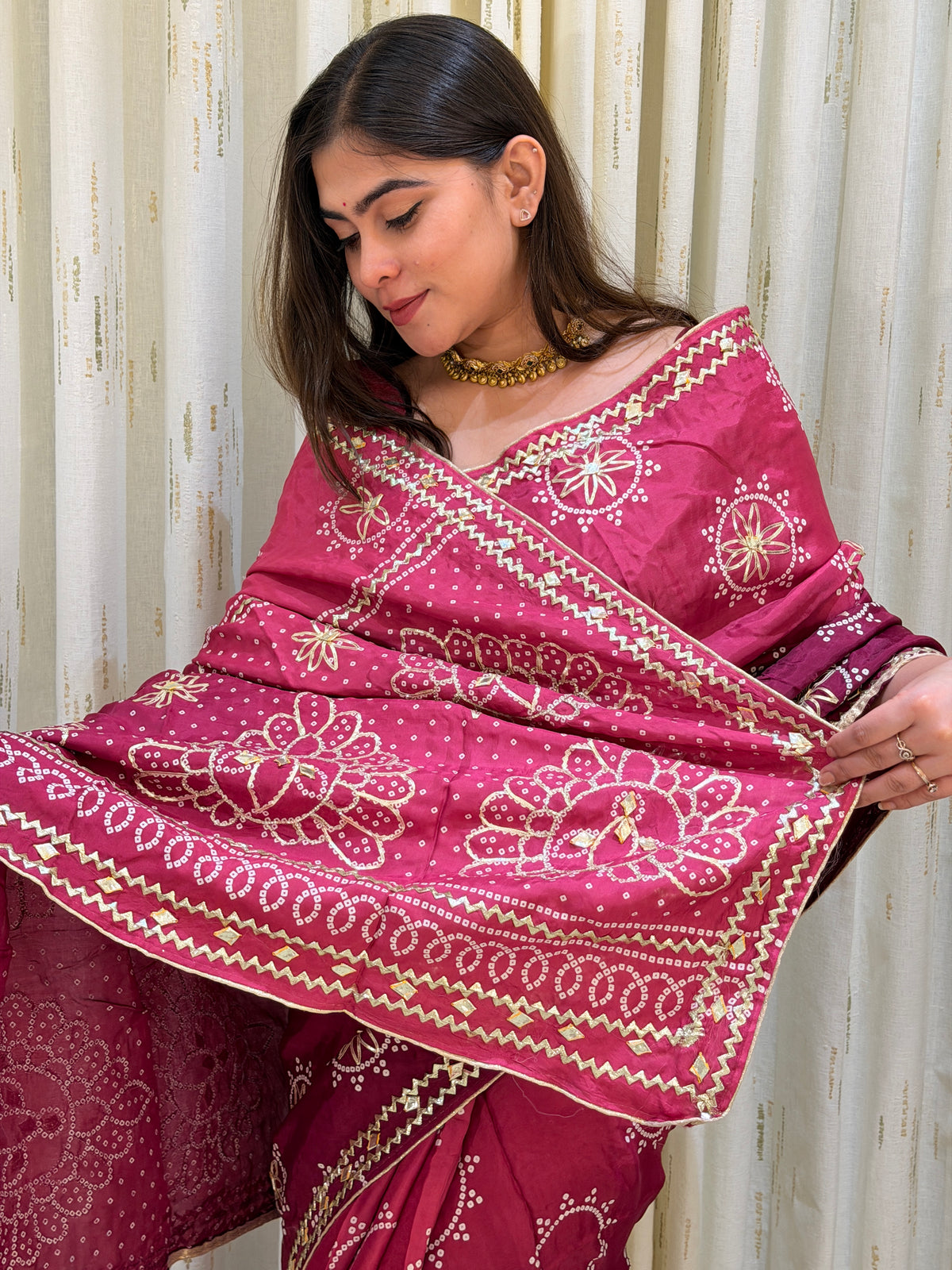 Suhani Magenta Pink Dola Silk Saree