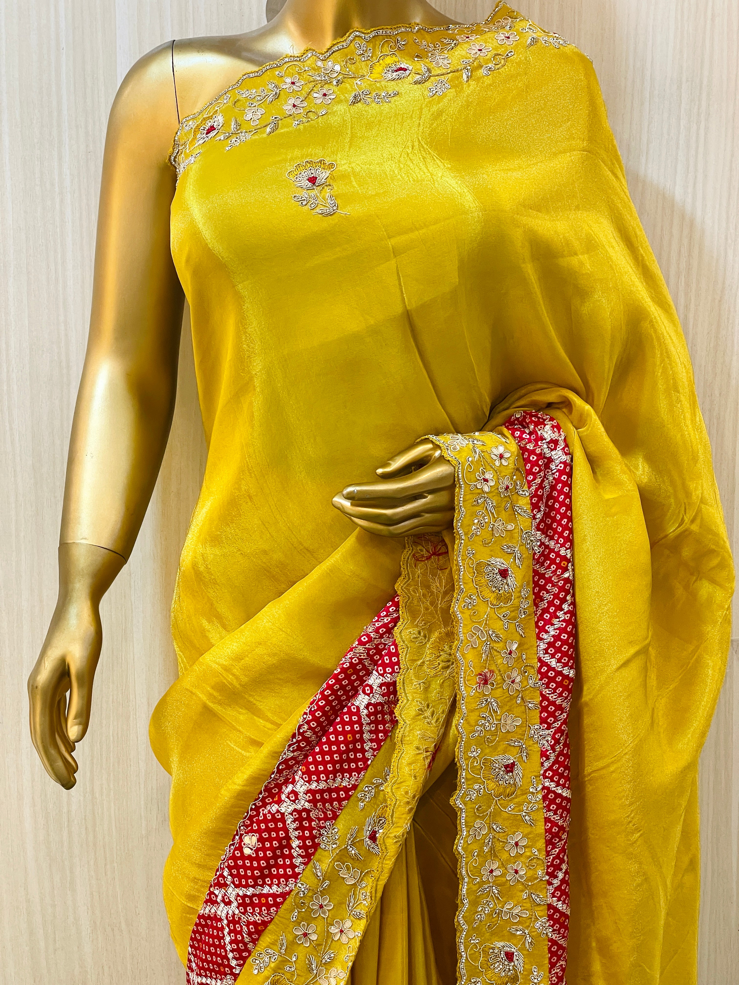 Shiveshi  Yellow Silk Saree