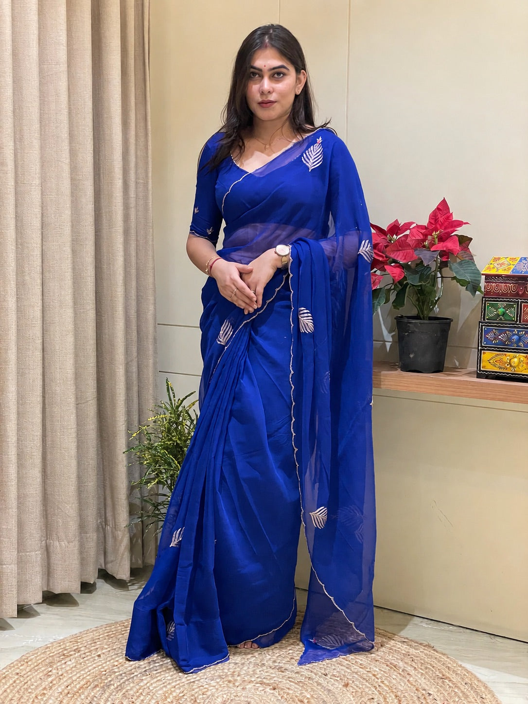 Shubha Green Chiffon Saree