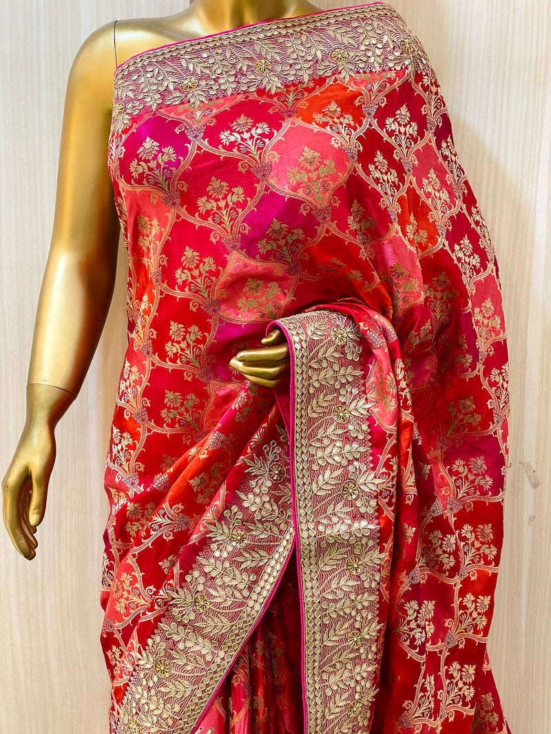Hansika Red Muga Silk Saree