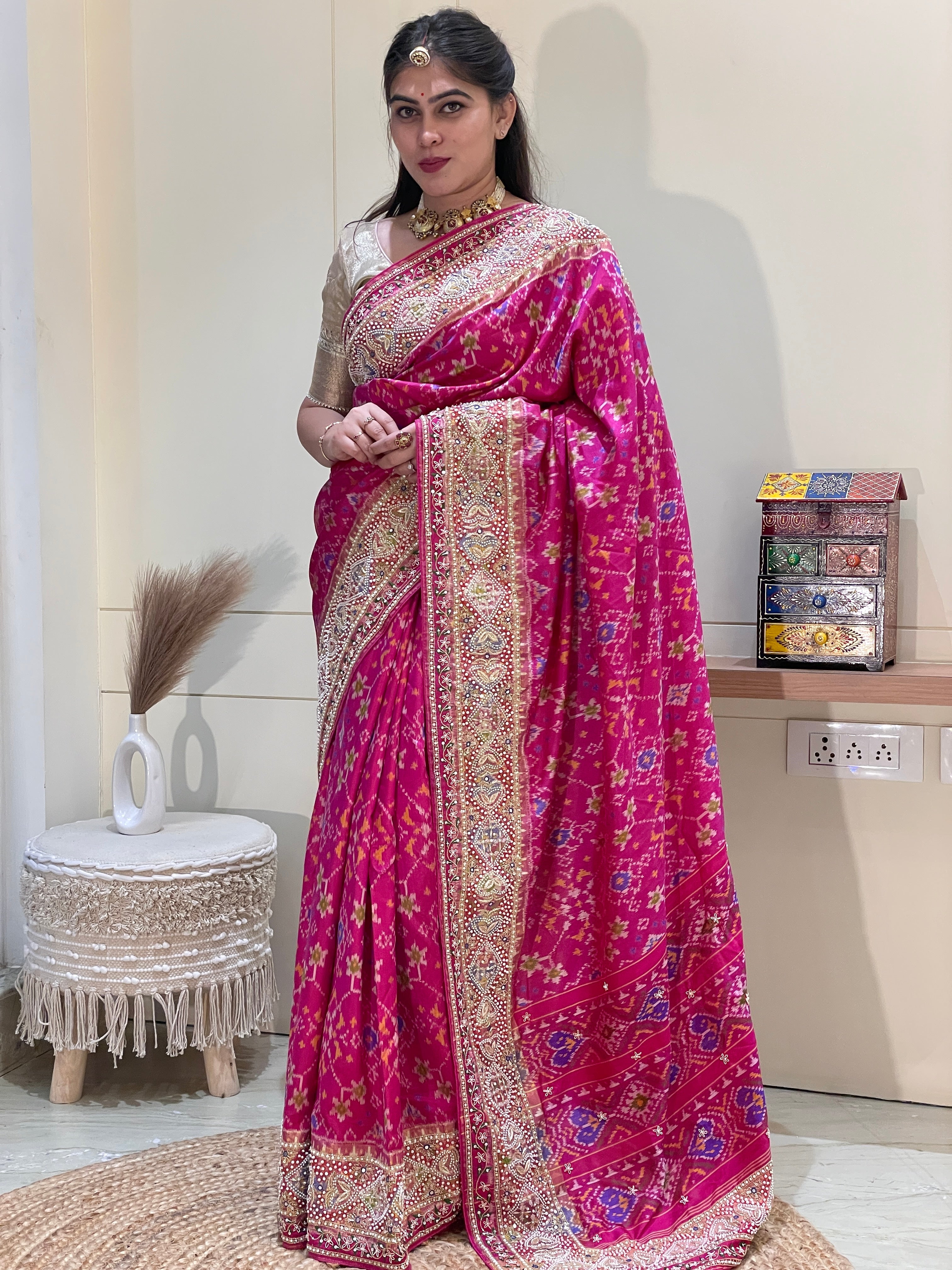Kiran Pink Silk Saree