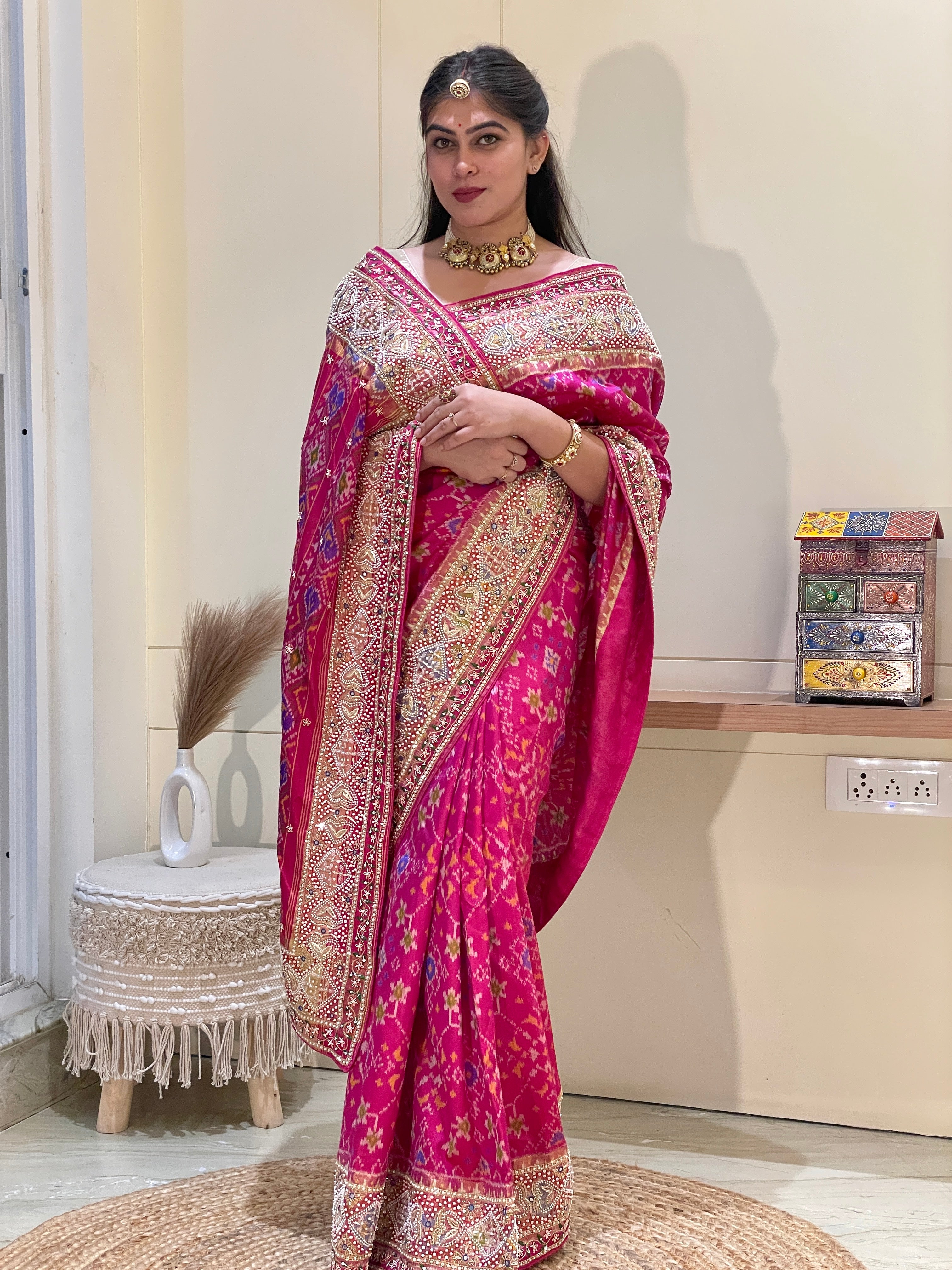 Kiran Pink Silk Saree