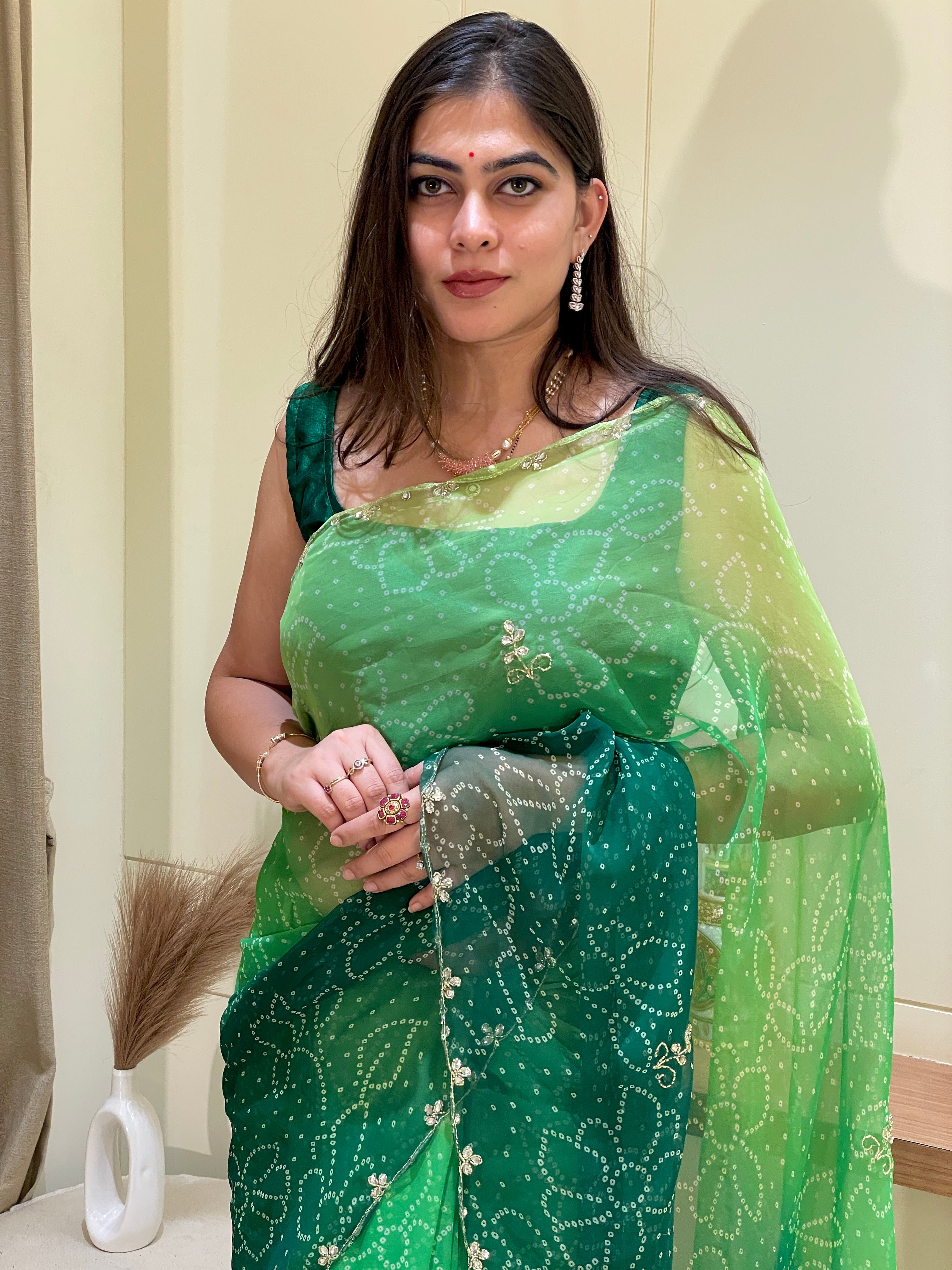 Aarohi Green Georgette Saree