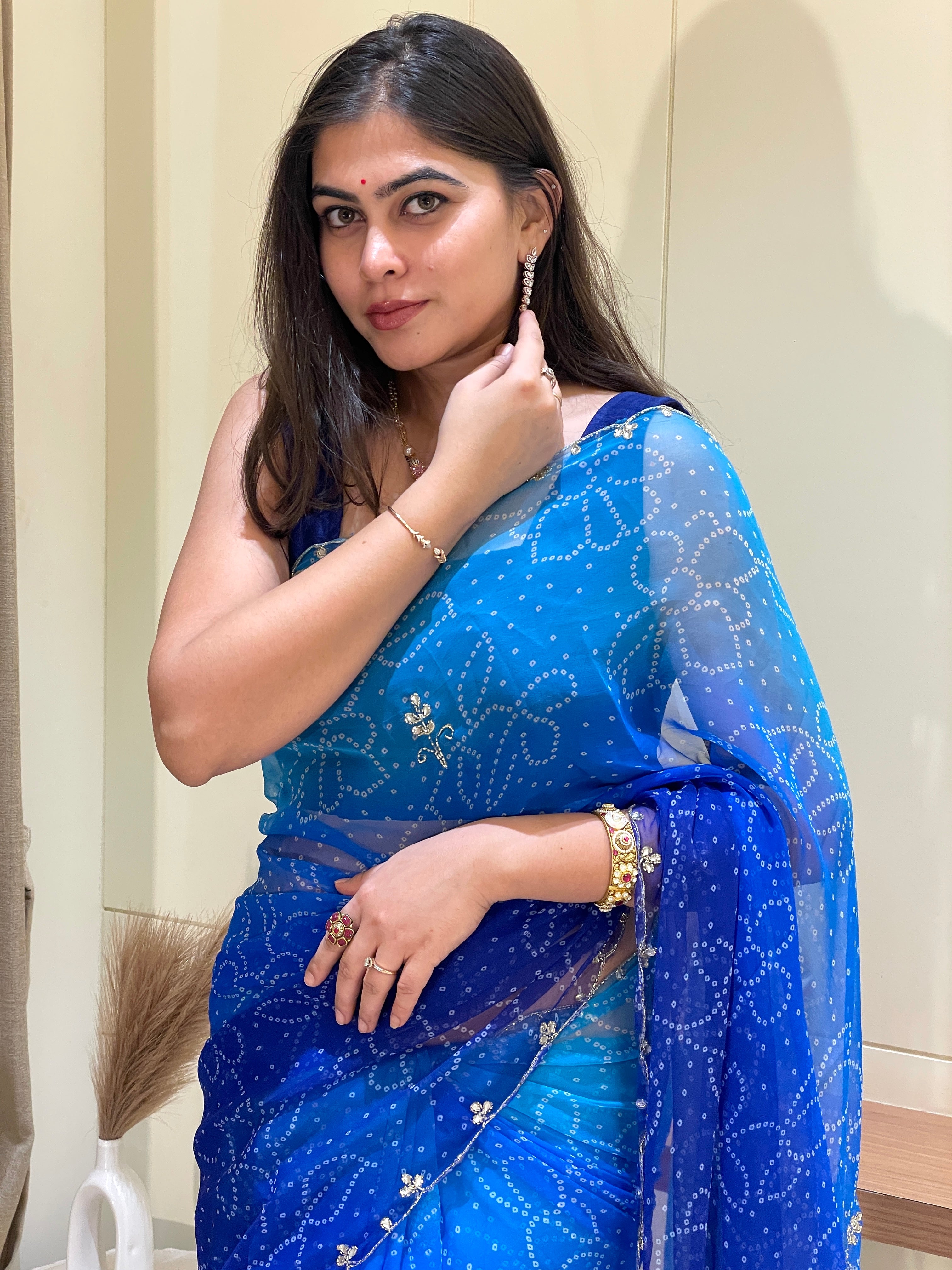 Meera Blue Georgette Saree