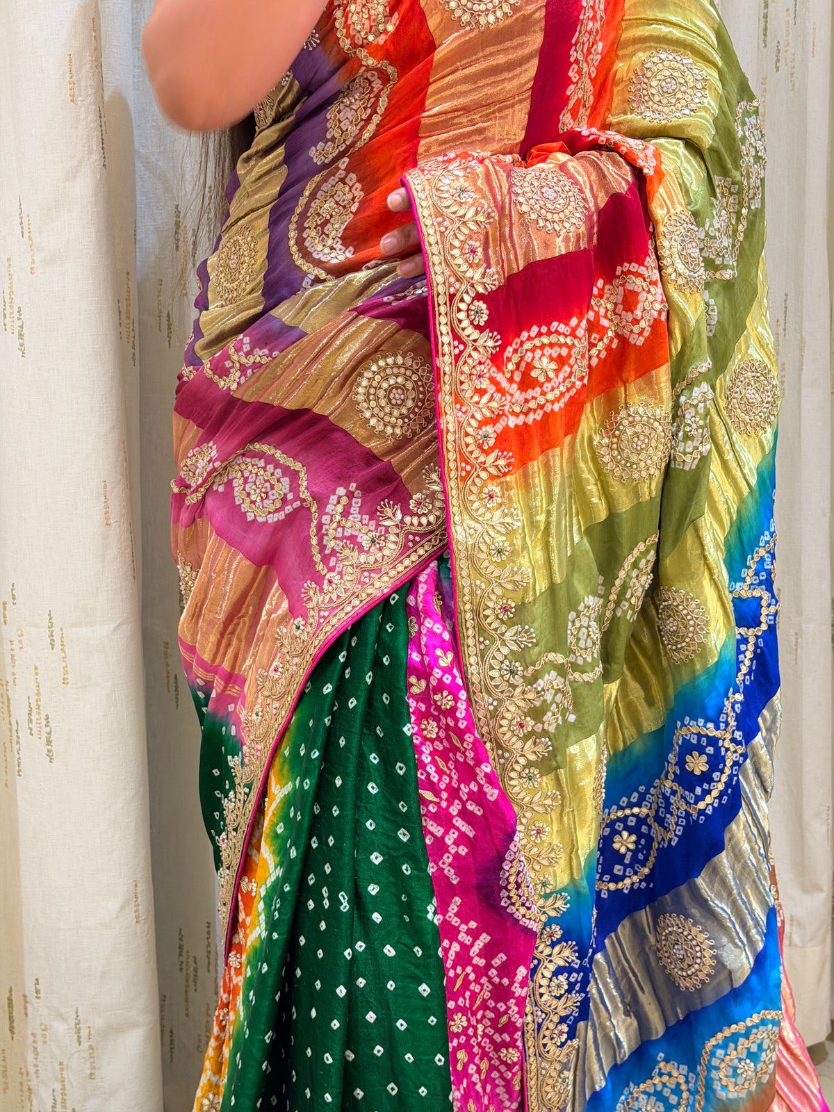 Vaidehi Multicolor Bandhani Gajji Silk Saree