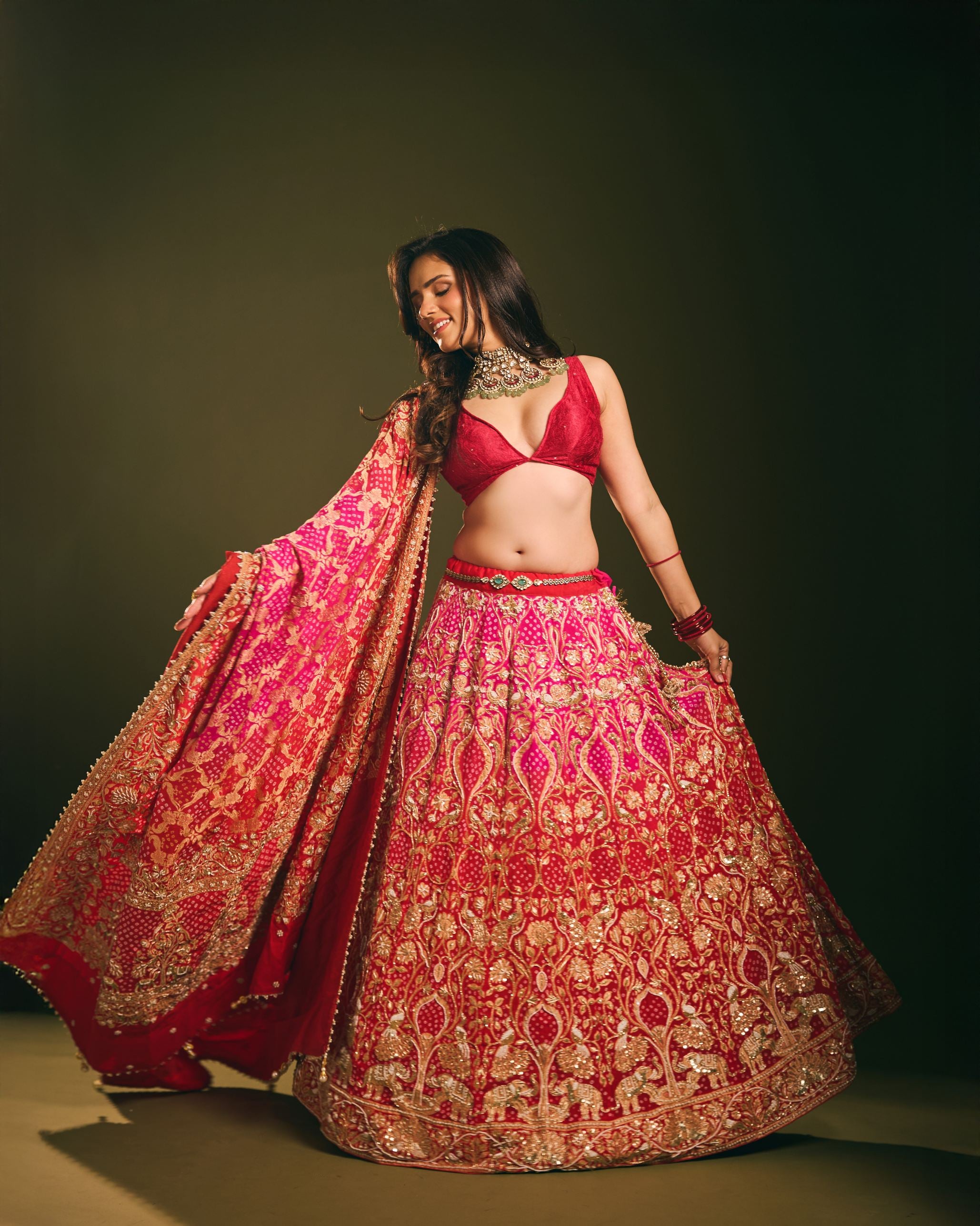Noor Mahal Multicolor Dupatta Lehenga