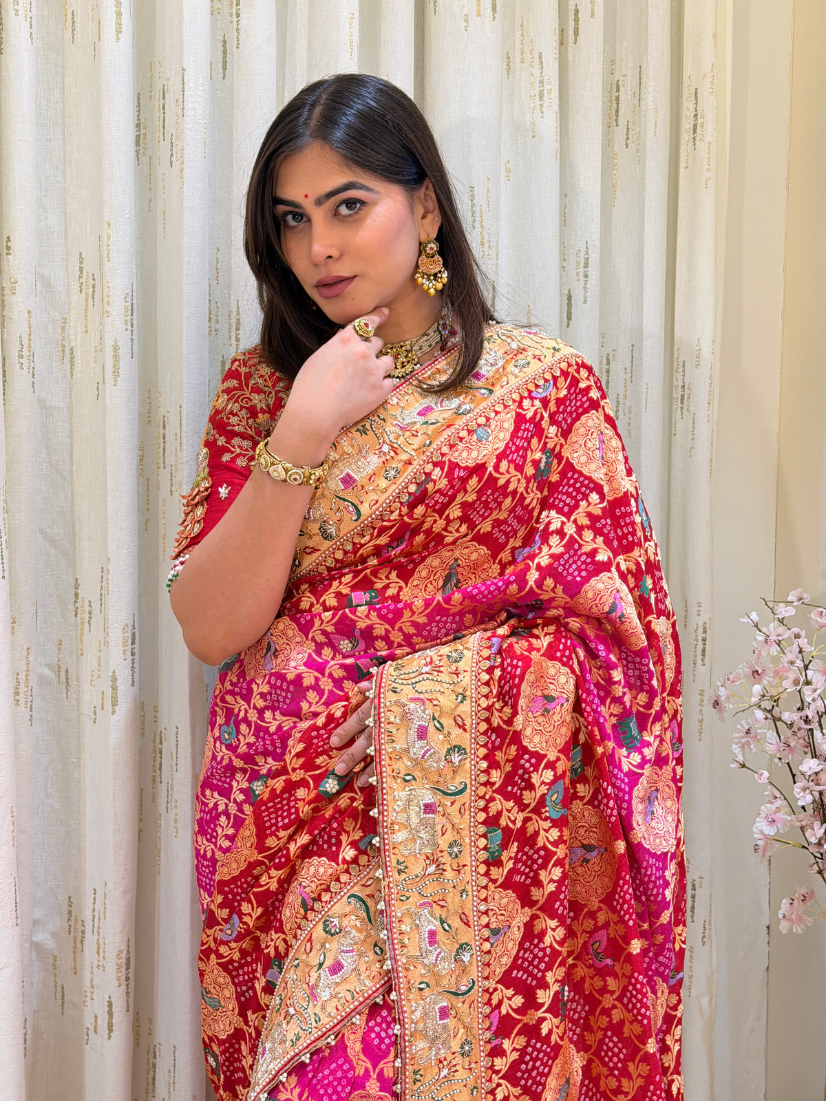 Ishani Royal Meenakari Bandhani Designer Saree